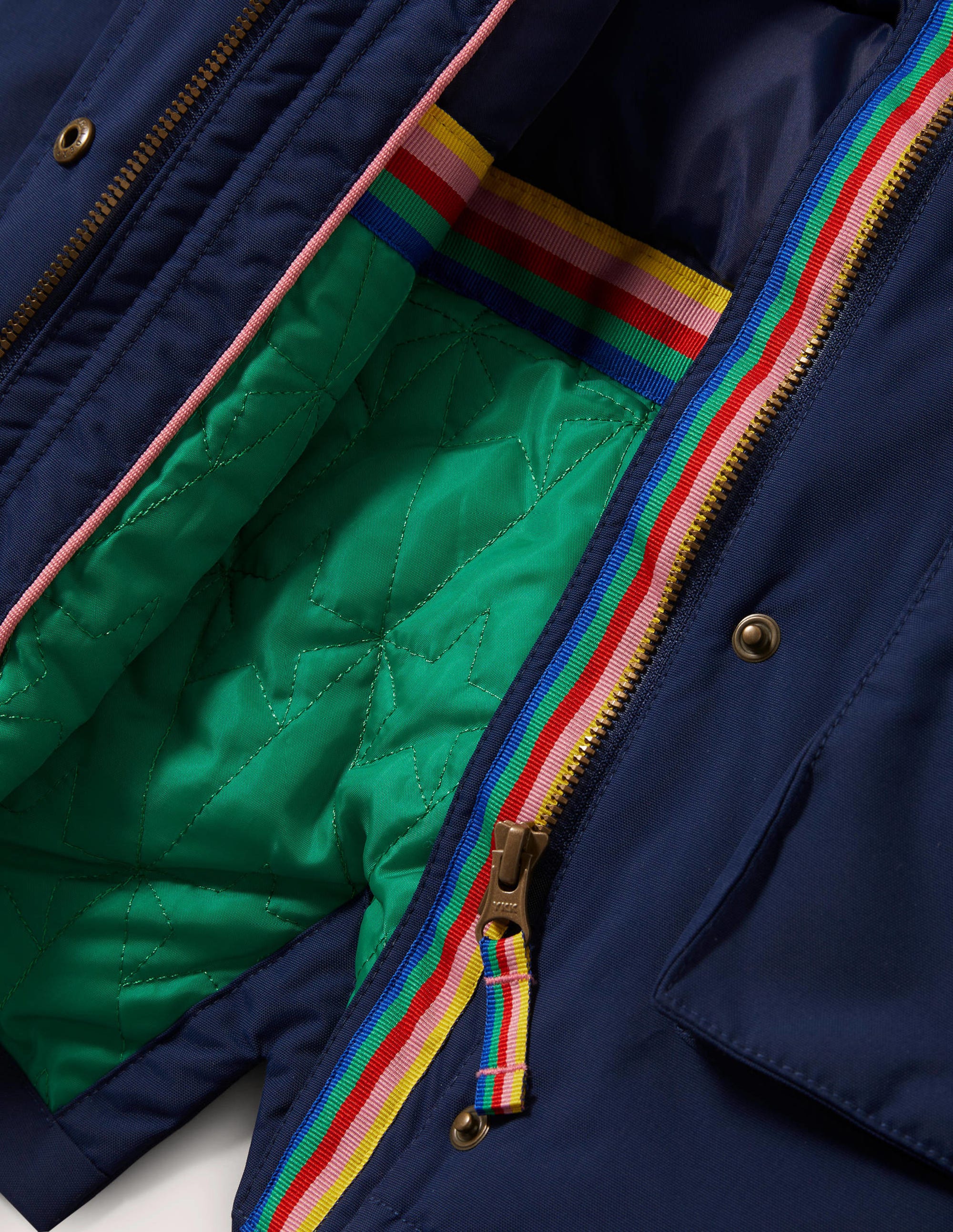 Navy Rainbow Hooded Waterproof Parka-Schuluniform-Navy - Image 3