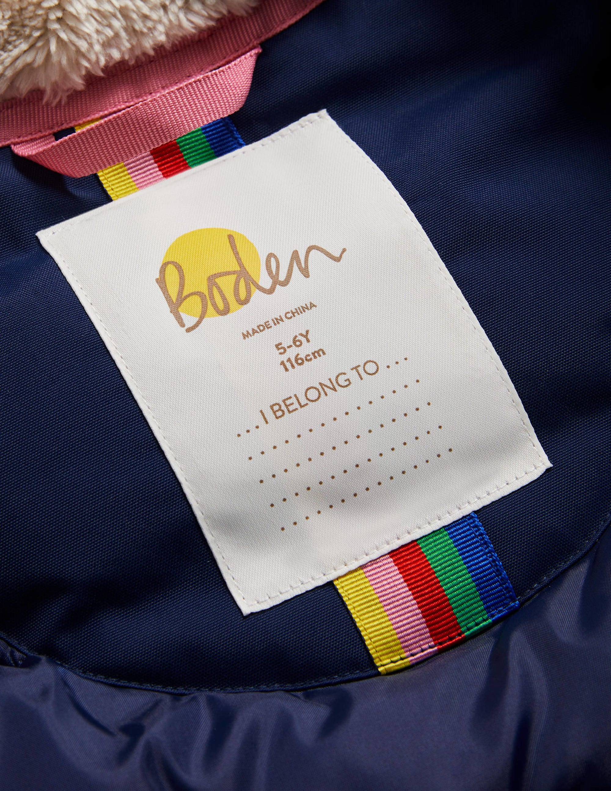 Navy Rainbow Hooded Waterproof Parka-Schuluniform-Navy - Image 4