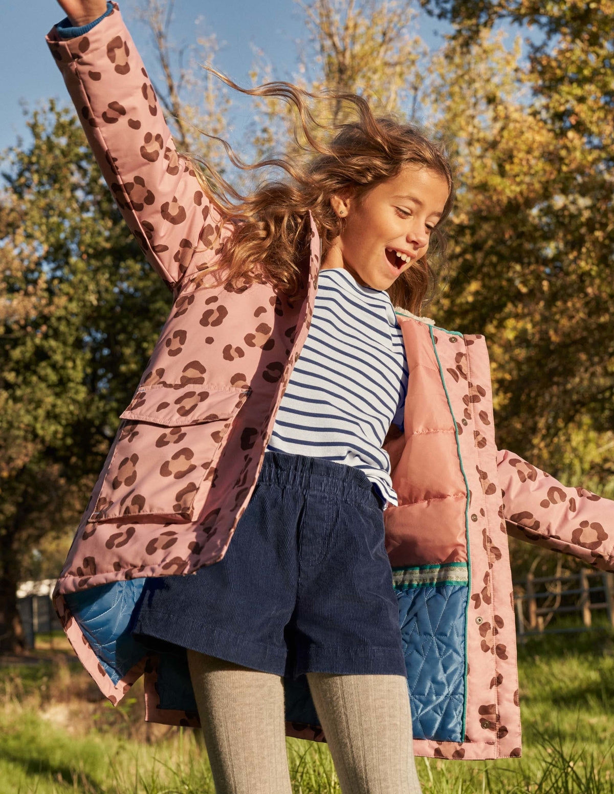 Pink Animal Print Waterproof Parka-Mandelblütenrosa, Tiermuster-5