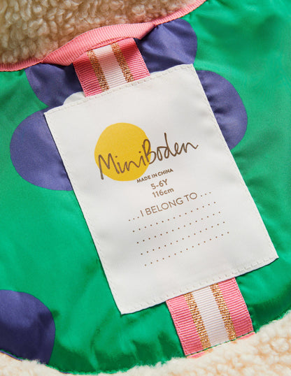 Green Floral Longline Quilted Jacket-Grün, Geometrisches Gänseblümchenmuster-6