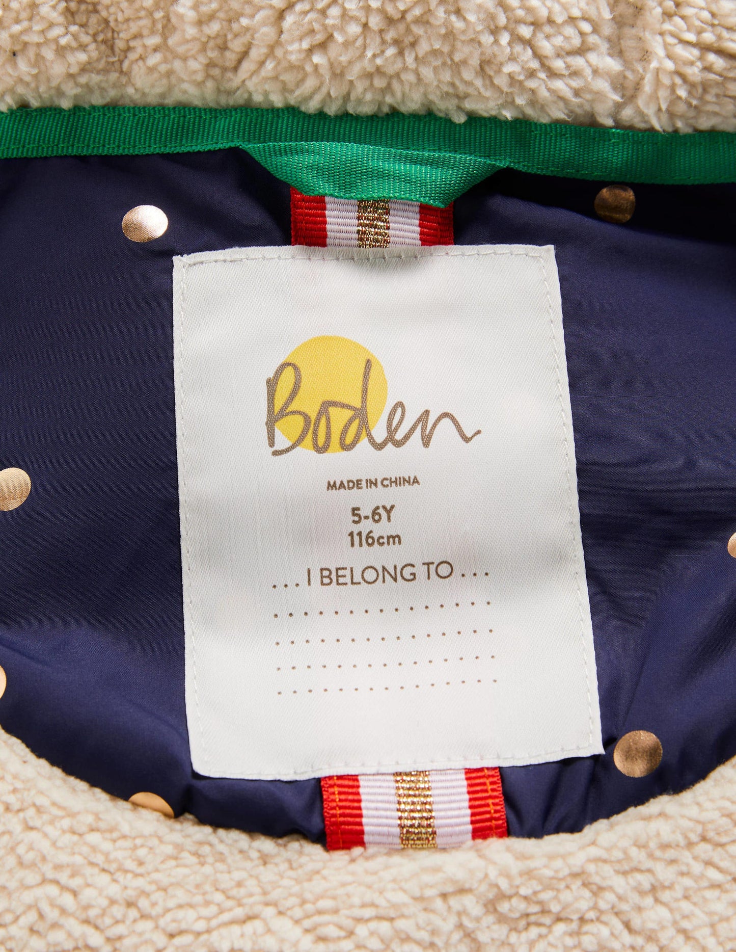 Gold Polka Dot Navy Puffer Jacket-Schuluniform-Navy, Folientupfen