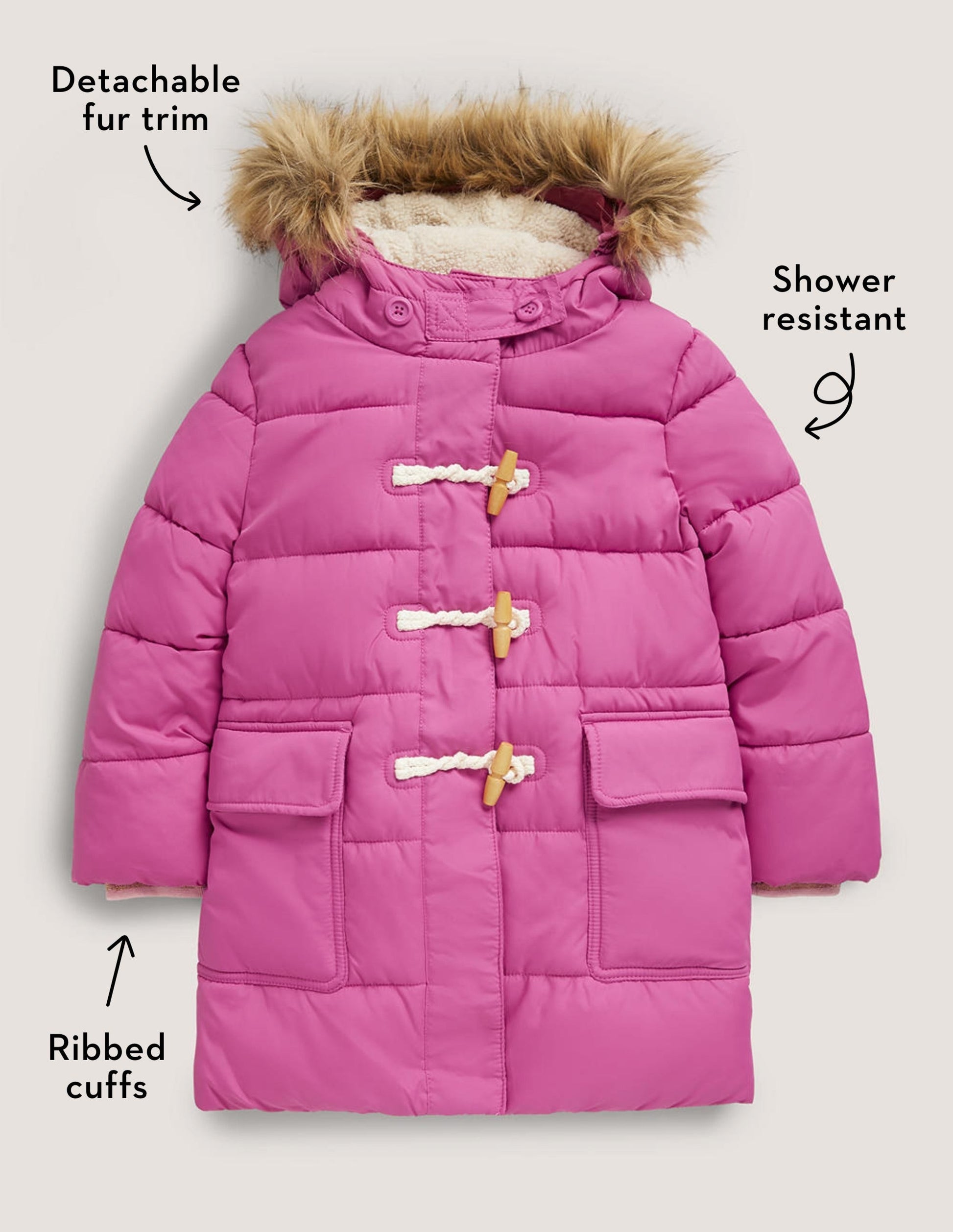 Pink Hooded Puffer Jacket-Rose doux-5