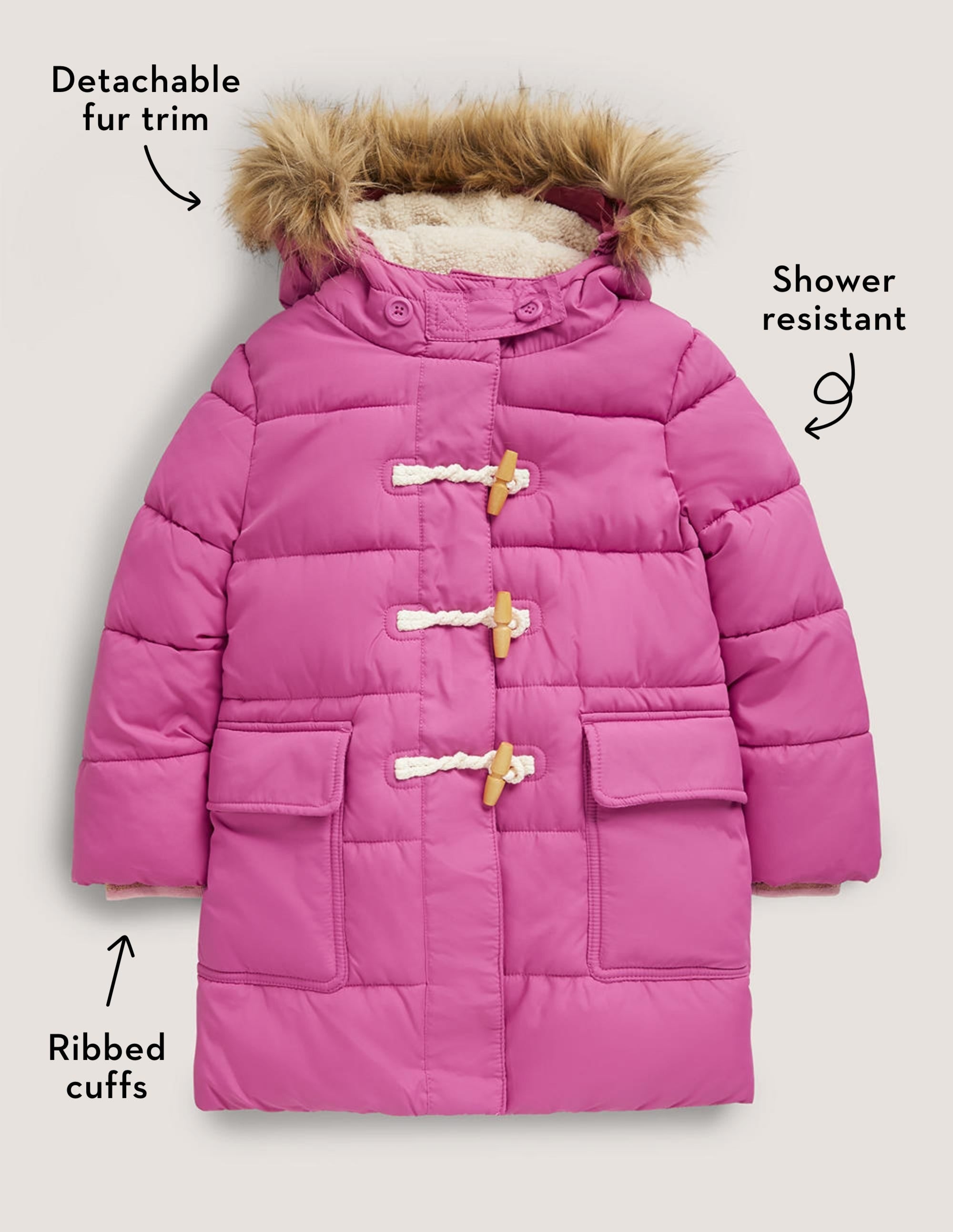 Pink Hooded Puffer Jacket-Rose doux - Image 5