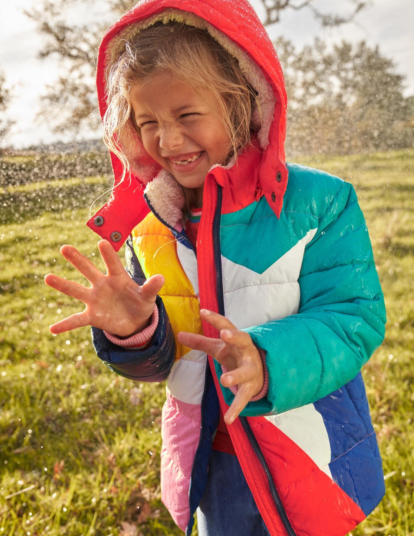 Wasserabweisende wattierte Jacke-Bunt/Blockfarben, Stern