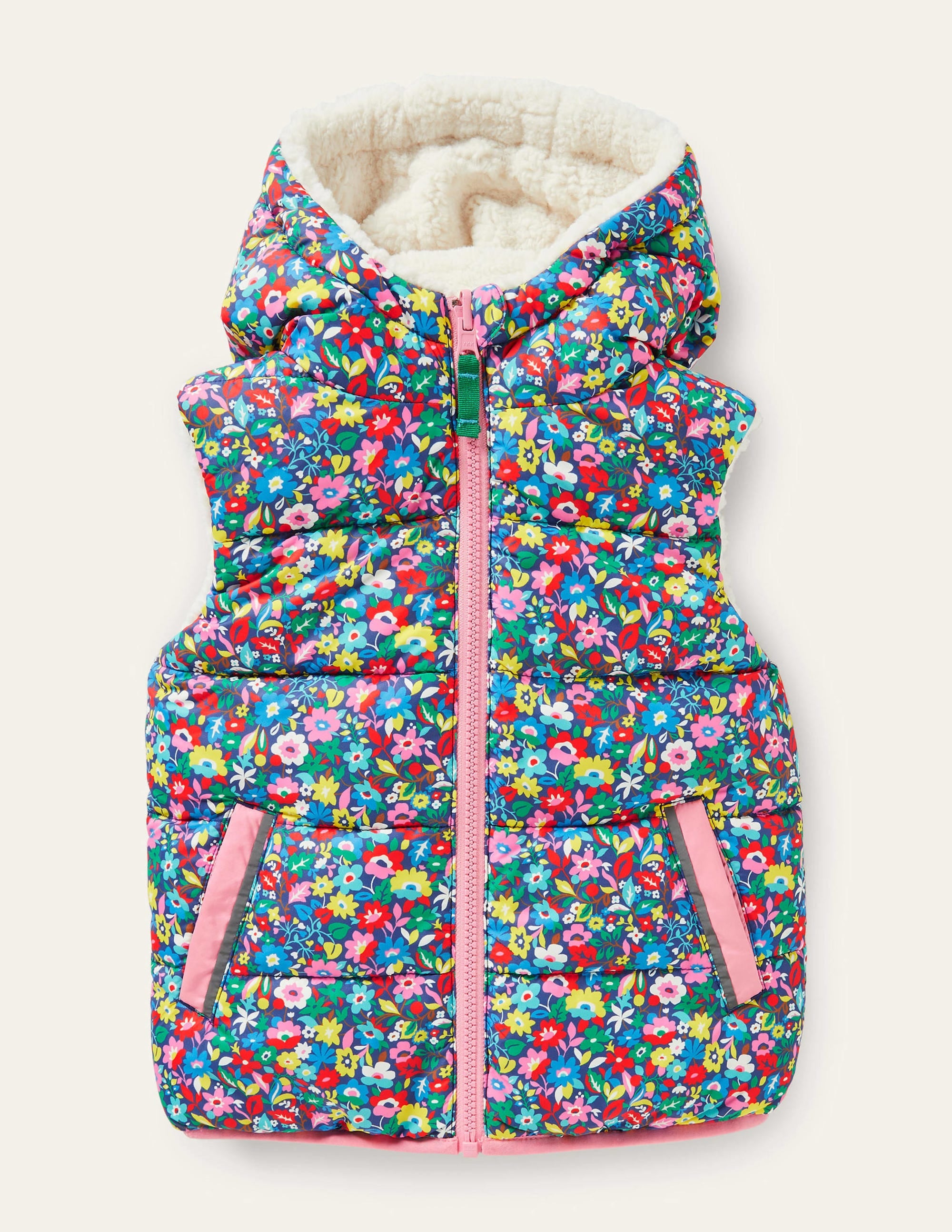 Wendeweste aus Borg-Mix-Bunt, Patchwork-Blumen - Image 4