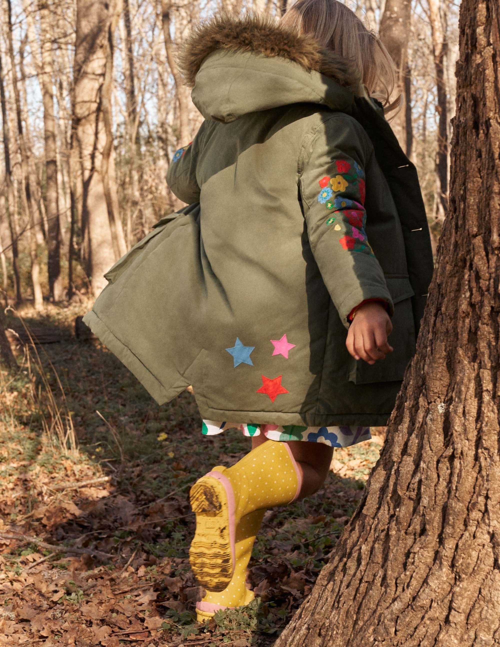 Floral Sleeve Longline Coat-Army Green Floral - Image 6