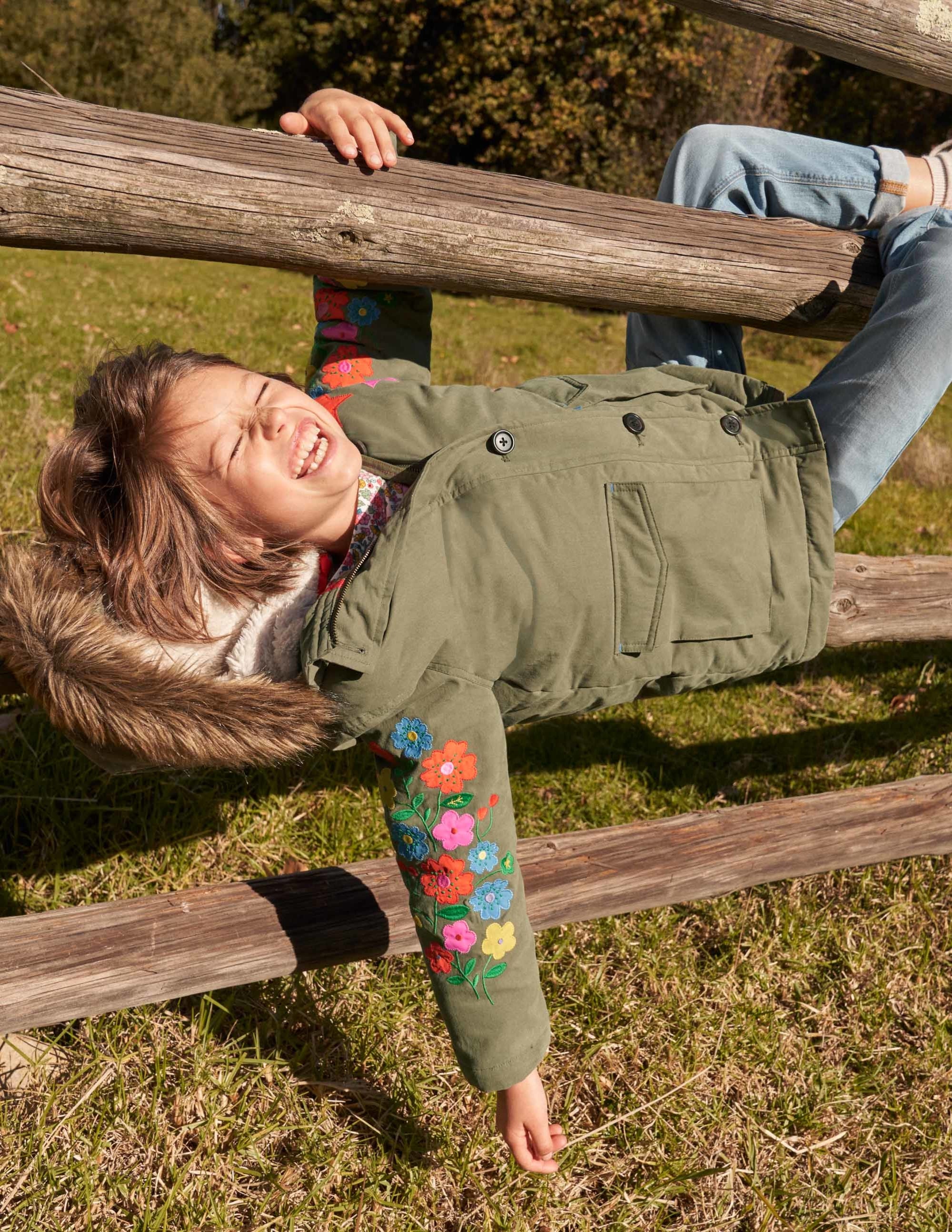 Floral Sleeve Longline Coat-Army Green Floral - Image 9
