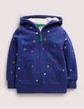 Kapuzenpulli mit Zottelfutter-Segelblau, Konfettitsterne