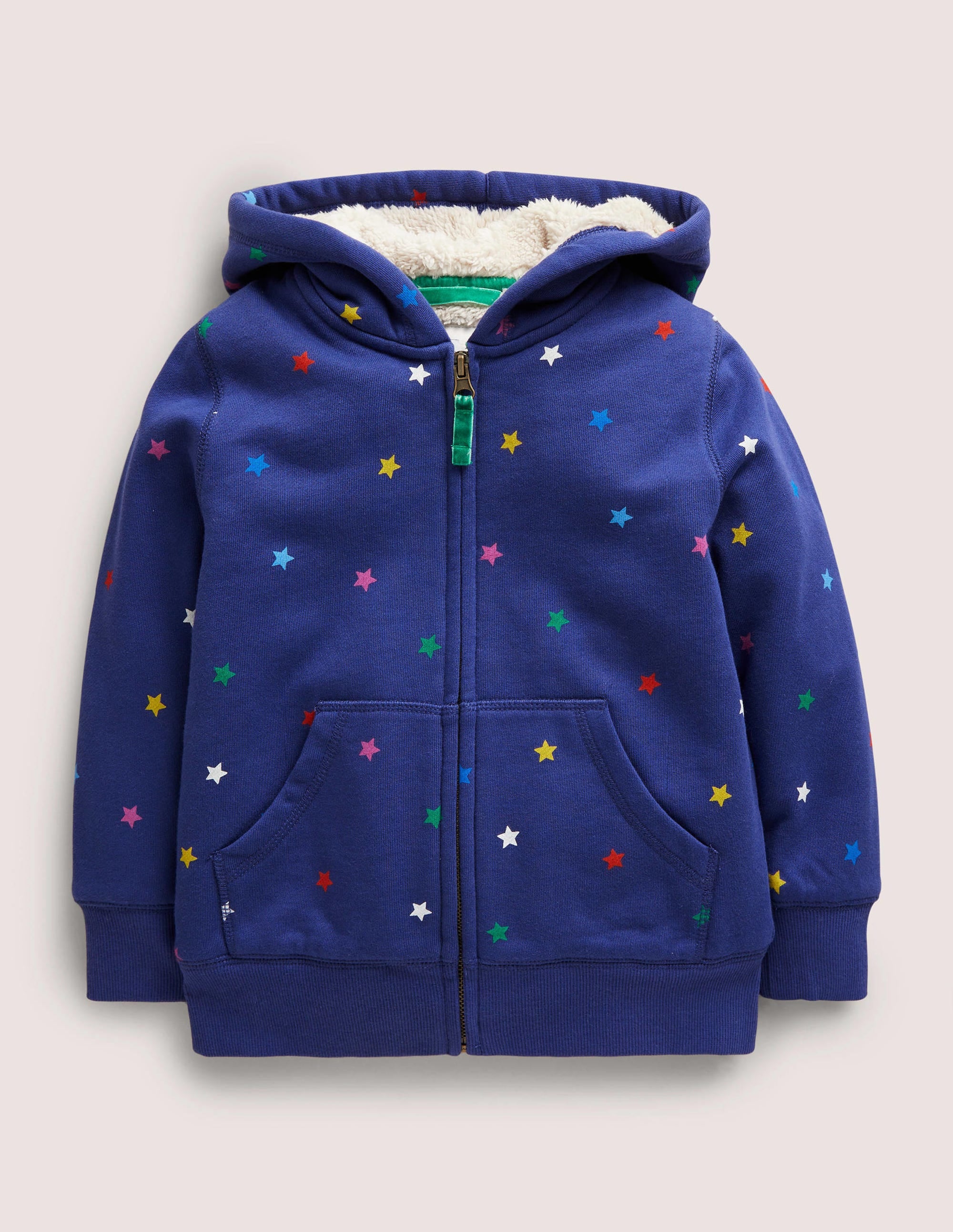 Kapuzenpulli mit Zottelfutter-Segelblau, Konfettitsterne - Image 1