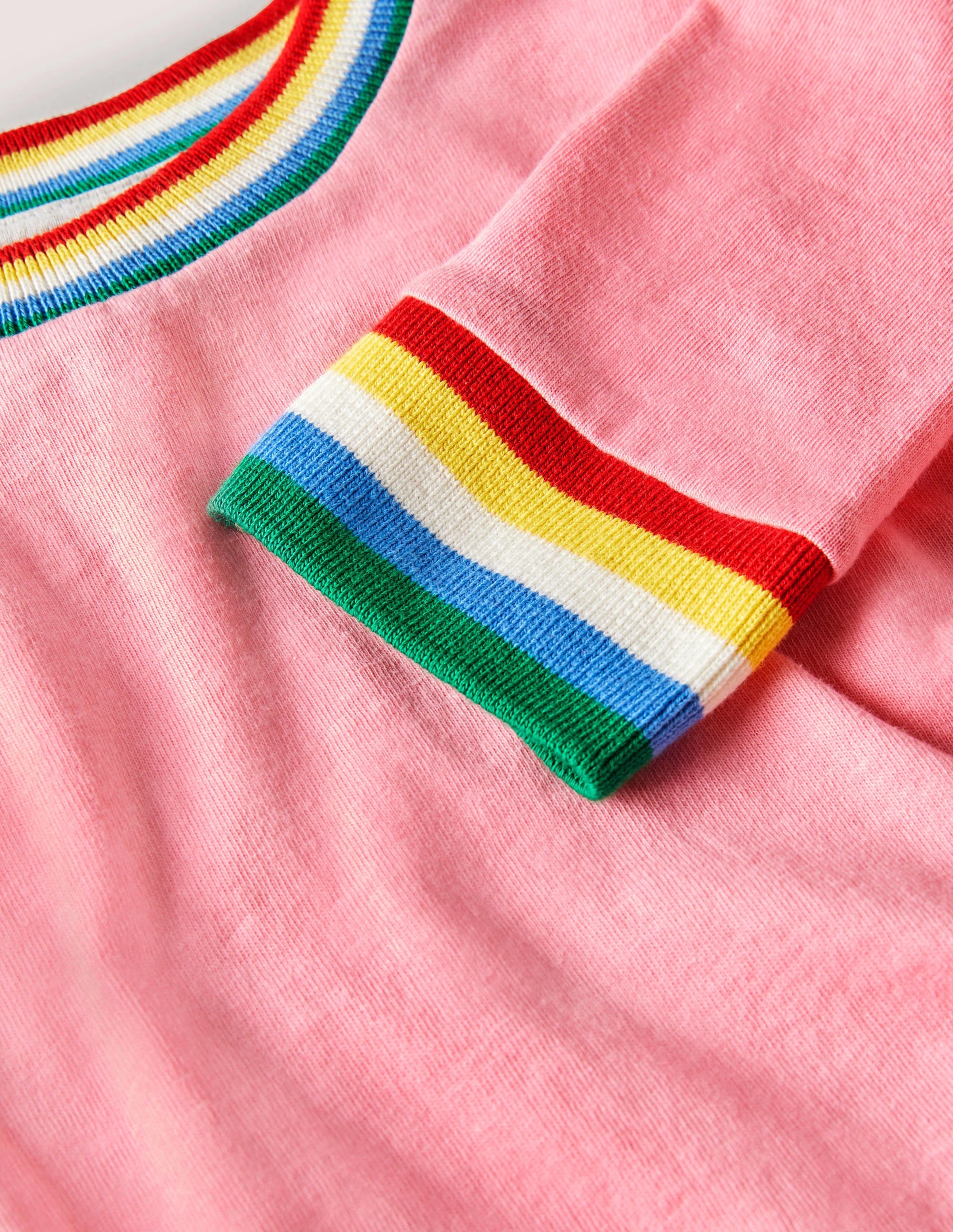 Oberteil aus Flammgarn mit Regenbogen-Rippung-Hellrosa - Image 3
