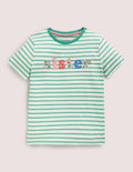 T-Shirt mit Sister-Schriftzug-Spargelgrün/Naturweiß