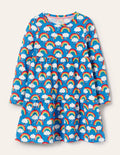 Robe en jersey à volants-Arcs-en-ciel Love bleu marocain