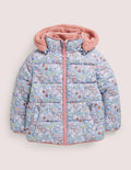 Veste réversible en borg-Motif floral bleu ancien