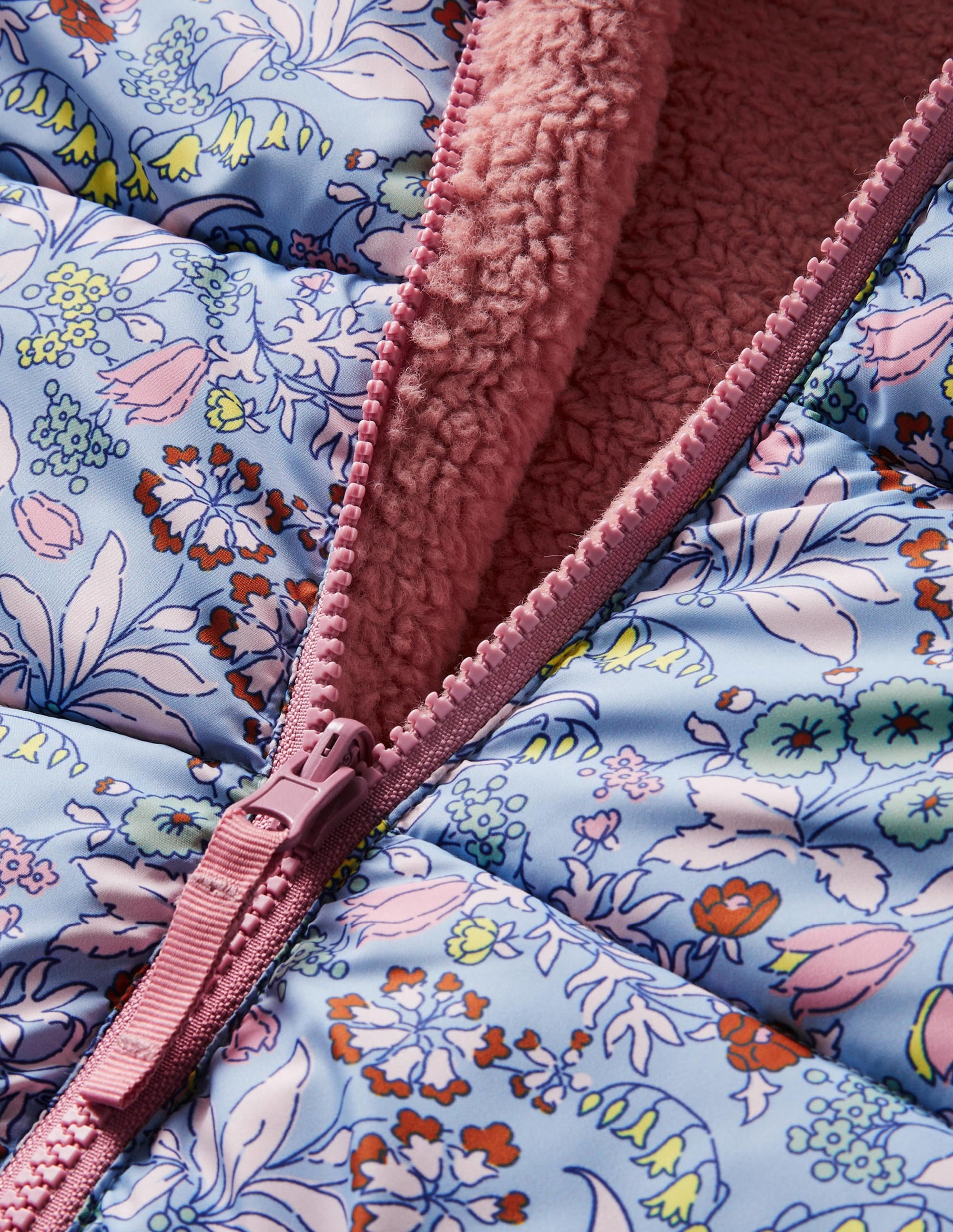 Veste réversible en borg-Motif floral bleu ancien - Image 3