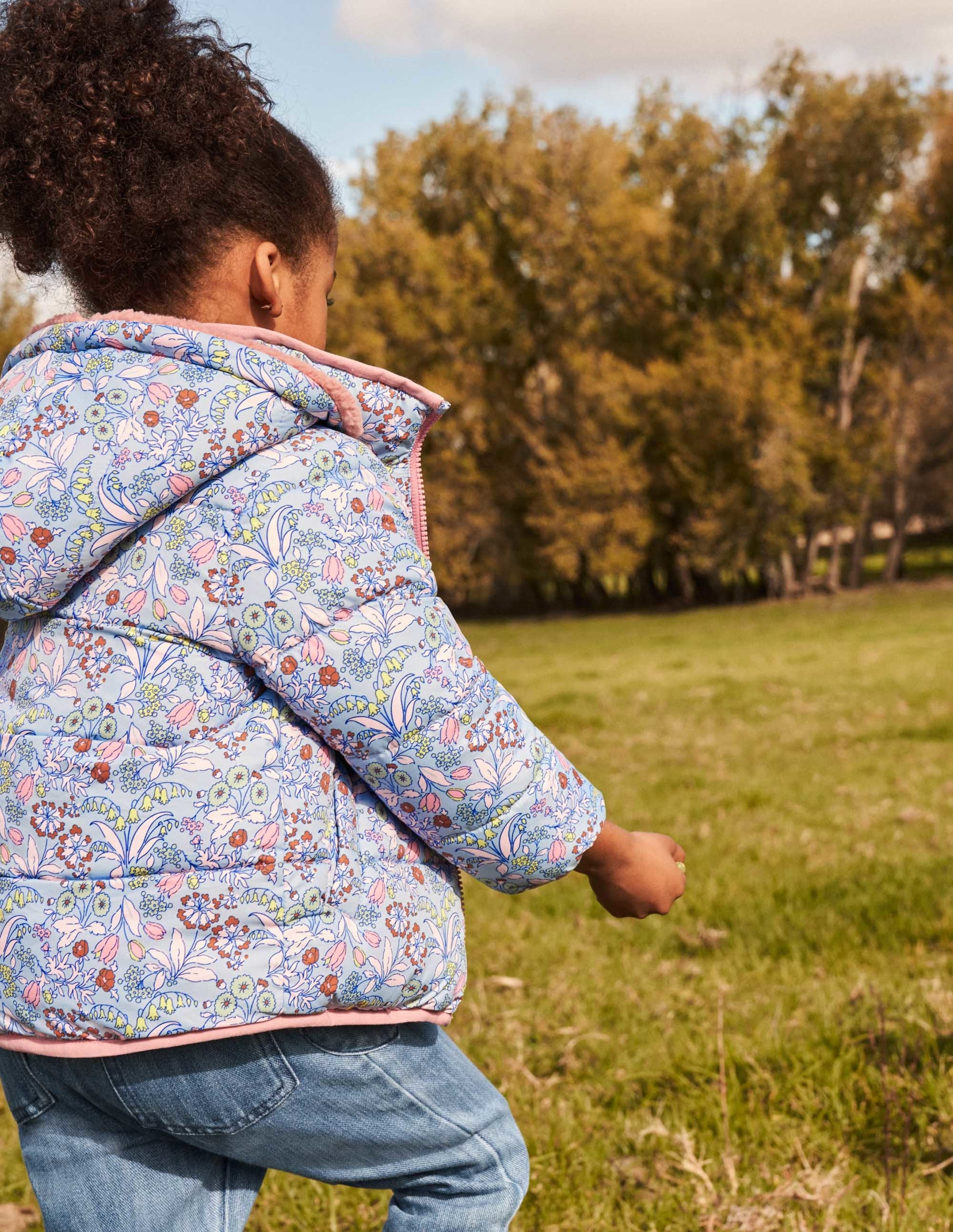 Veste réversible en borg-Motif floral bleu ancien - Image 14