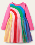 Robe en tulle à motif arc-en-ciel-Arc-en-ciel rose bonheur