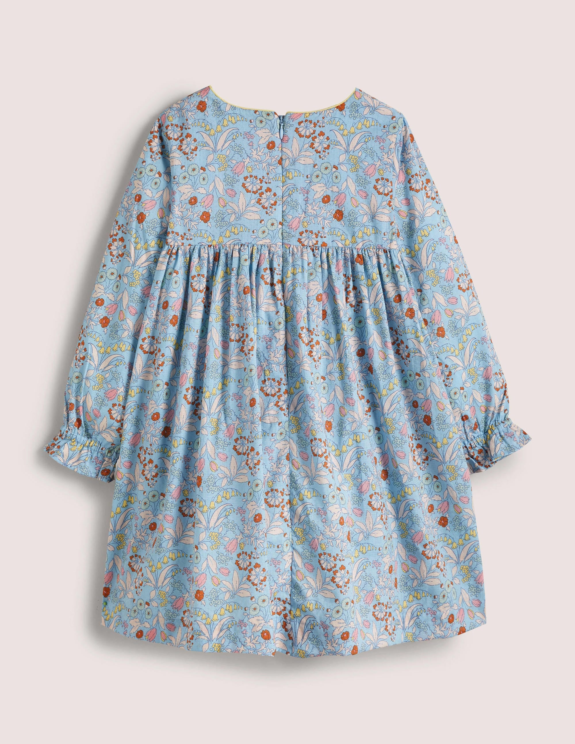 Gesmoktes Kleid mit langen Ärmeln-Graublau - Image 2