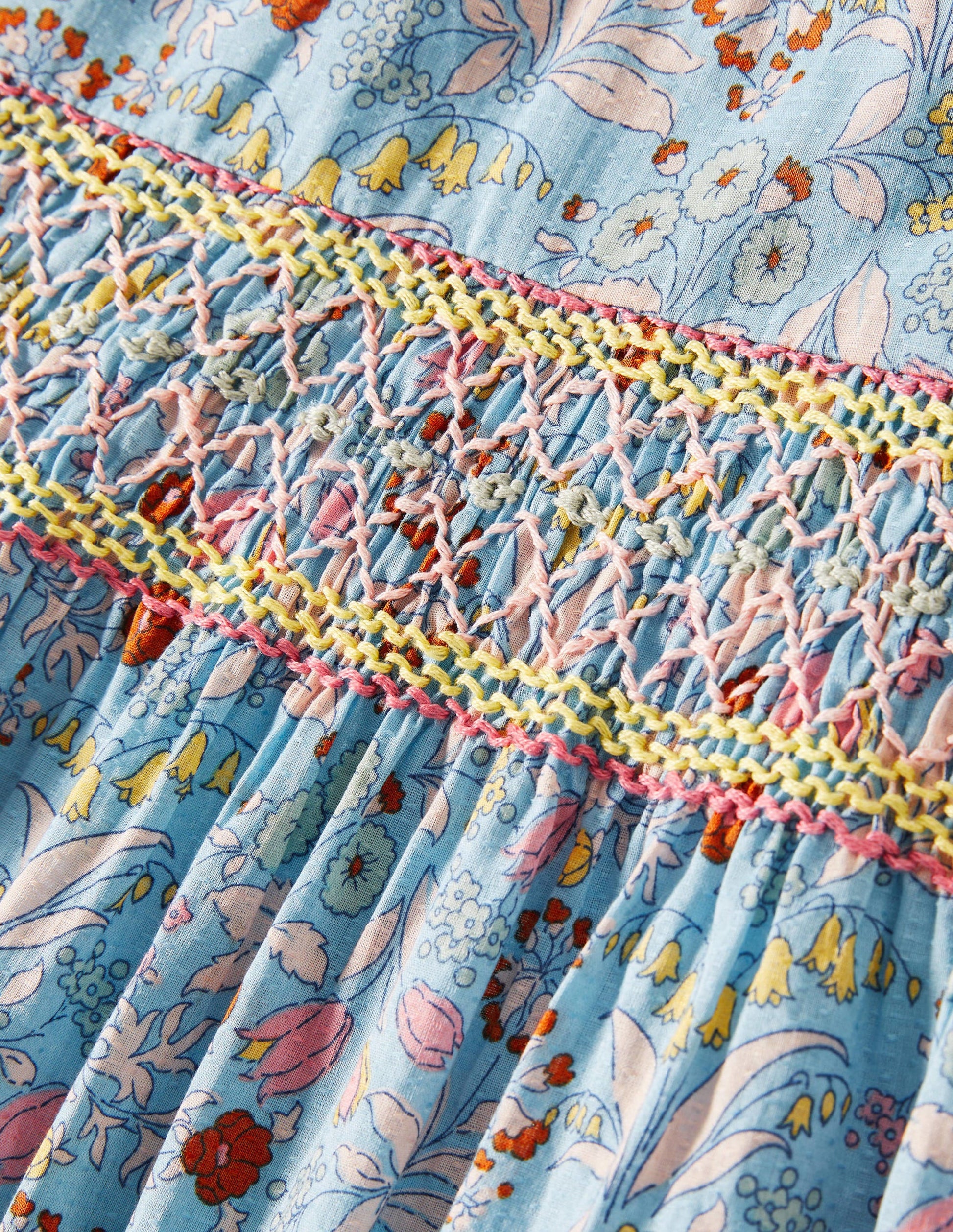 Gesmoktes Kleid mit langen Ärmeln-Graublau-3