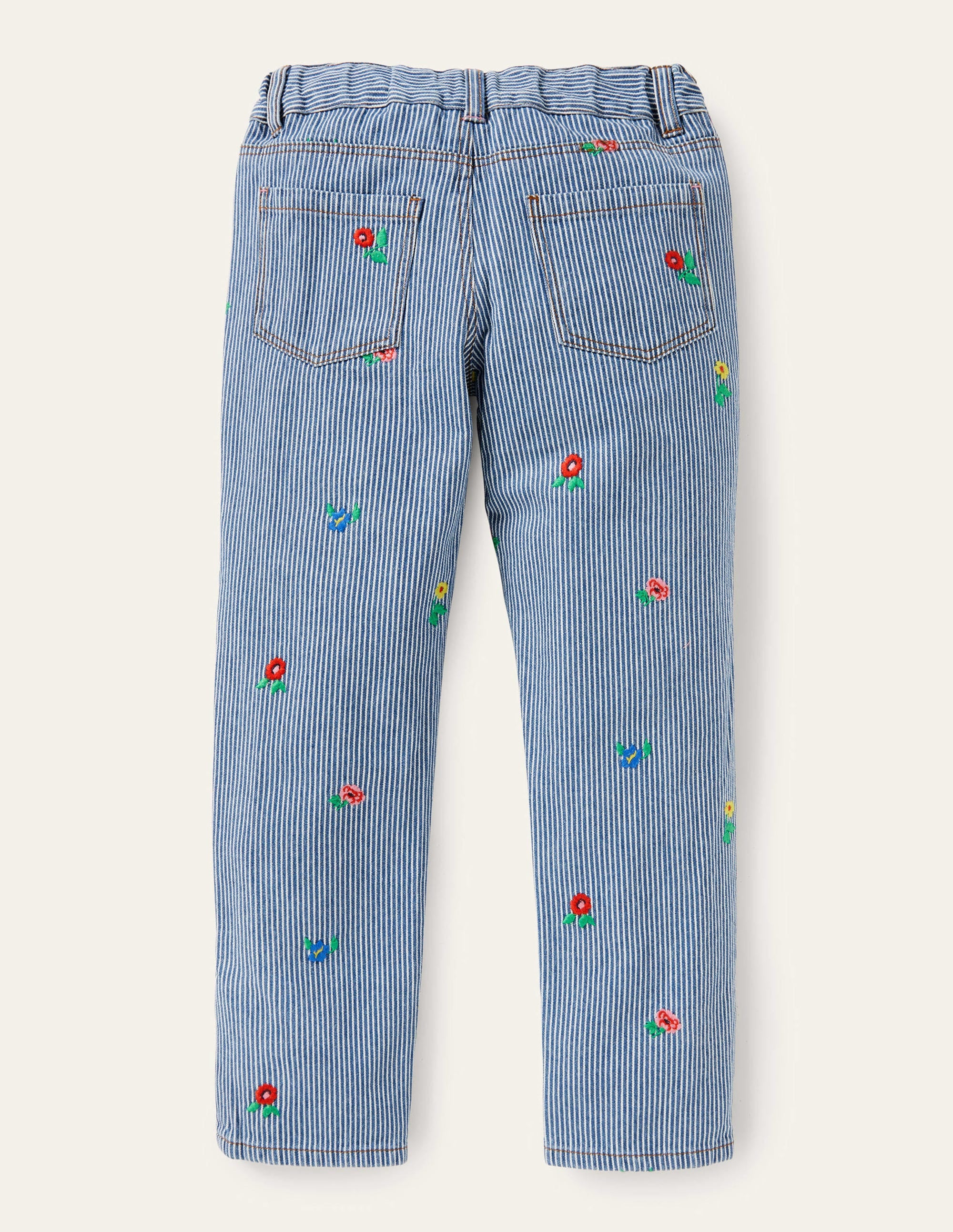 Girlfriend-Jeans-Blumenstickerei/Feine Streifen - Image 2