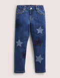 Girlfriend-Jeans-Mittleres Vintageblau, Stern
