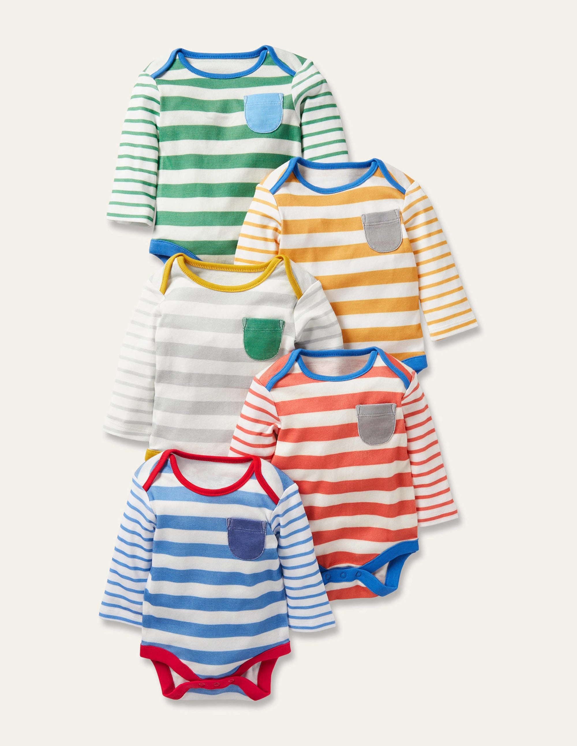 Gestreifte Bodys im 5er-Pack-Bunt, Gestreift - Image 1