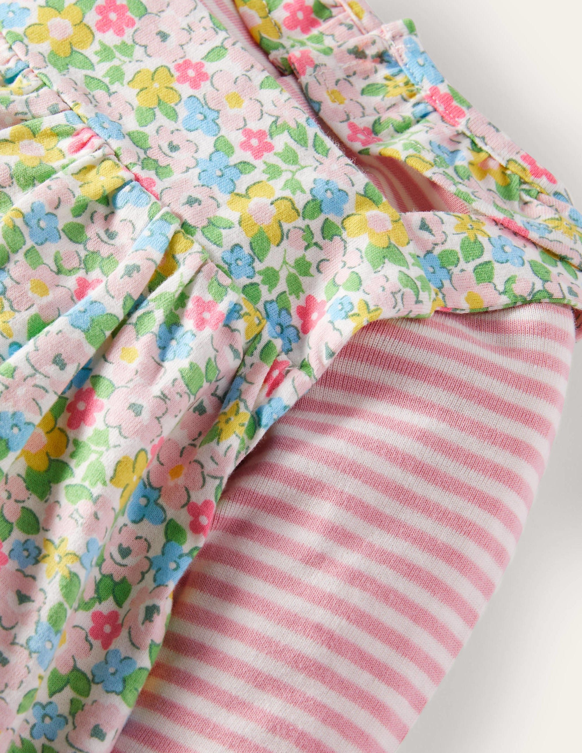 Ensemble bio GOTS avec salopette-Motif Spring Floral aigue-marine - Image 3