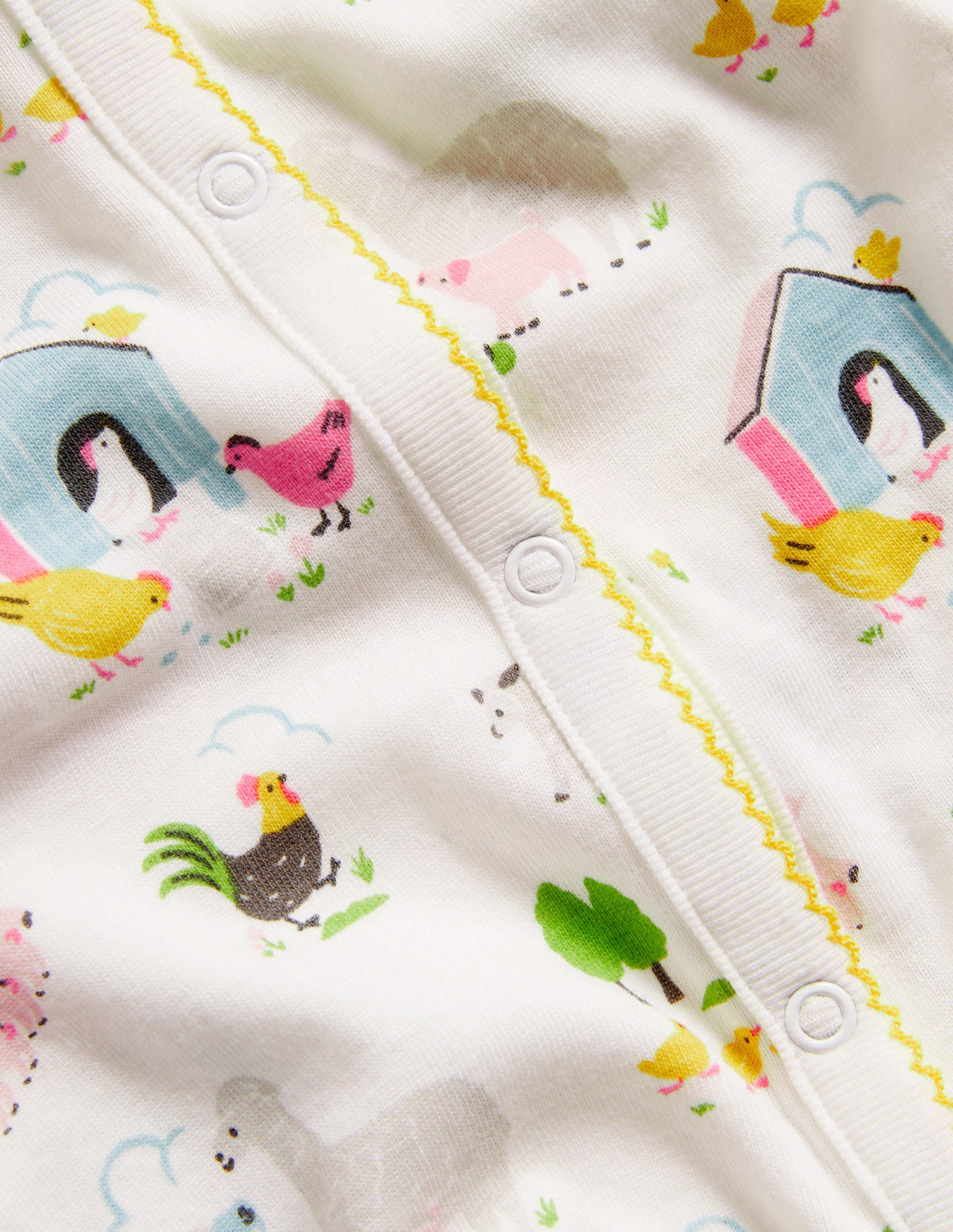 GOTS Organic 2 Pack Sleepsuit-Ivory Farmyard Friends - Image 3