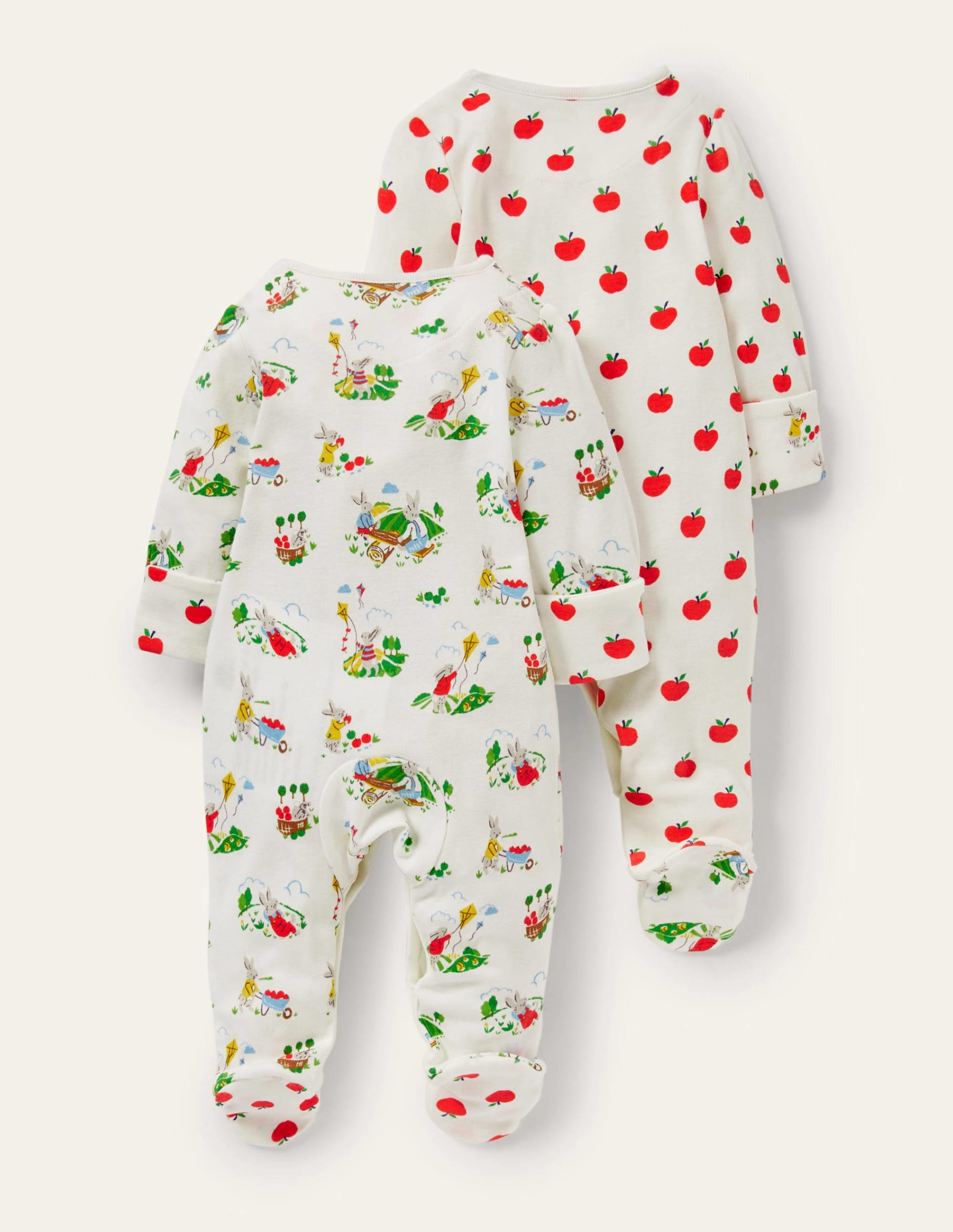 GOTS Organic 2 Pack Sleepsuit-Ivory Daydreaming Bunny - Image 2