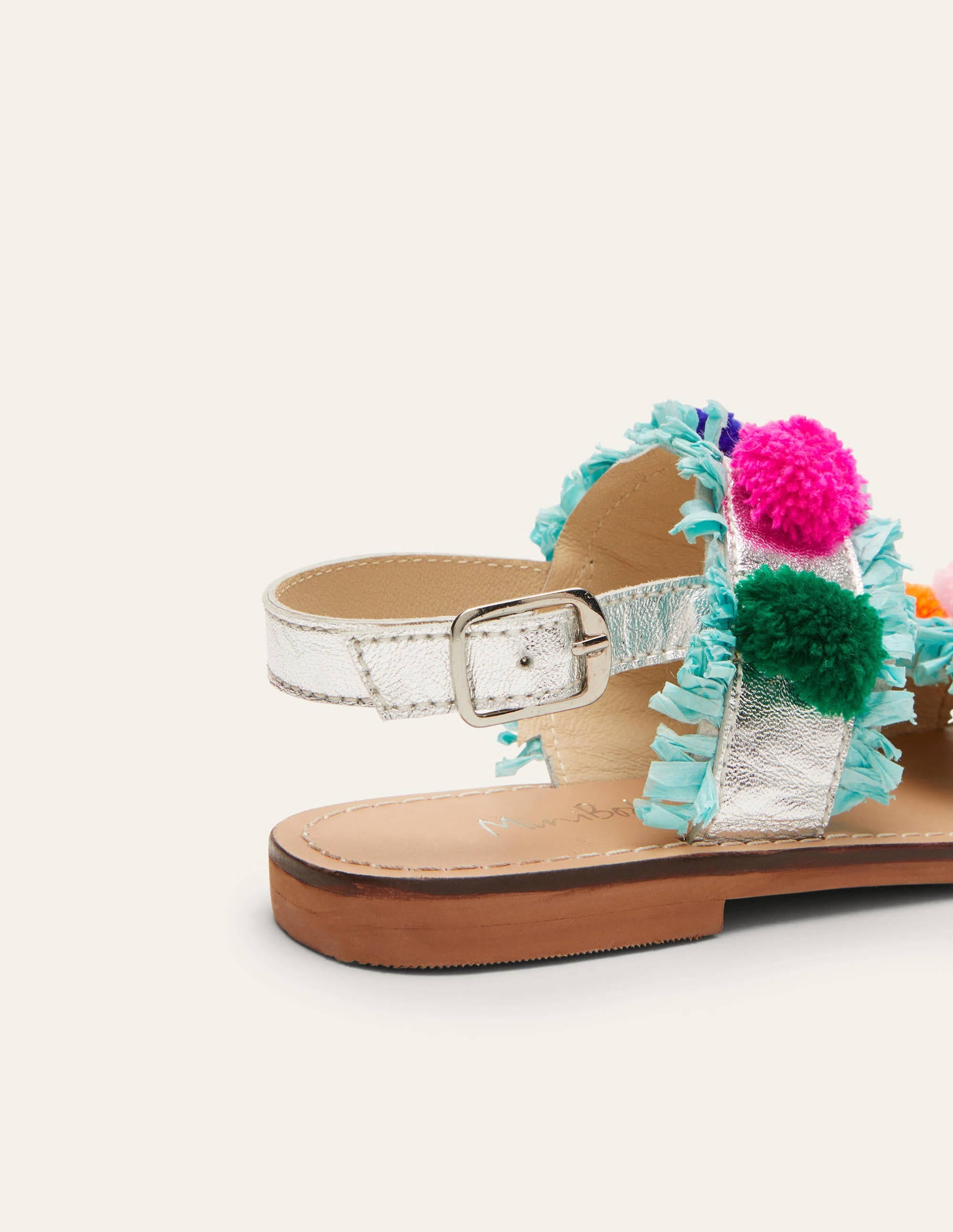 Bommelsandalen-Metallic/Regenbogenbommel - Image 3