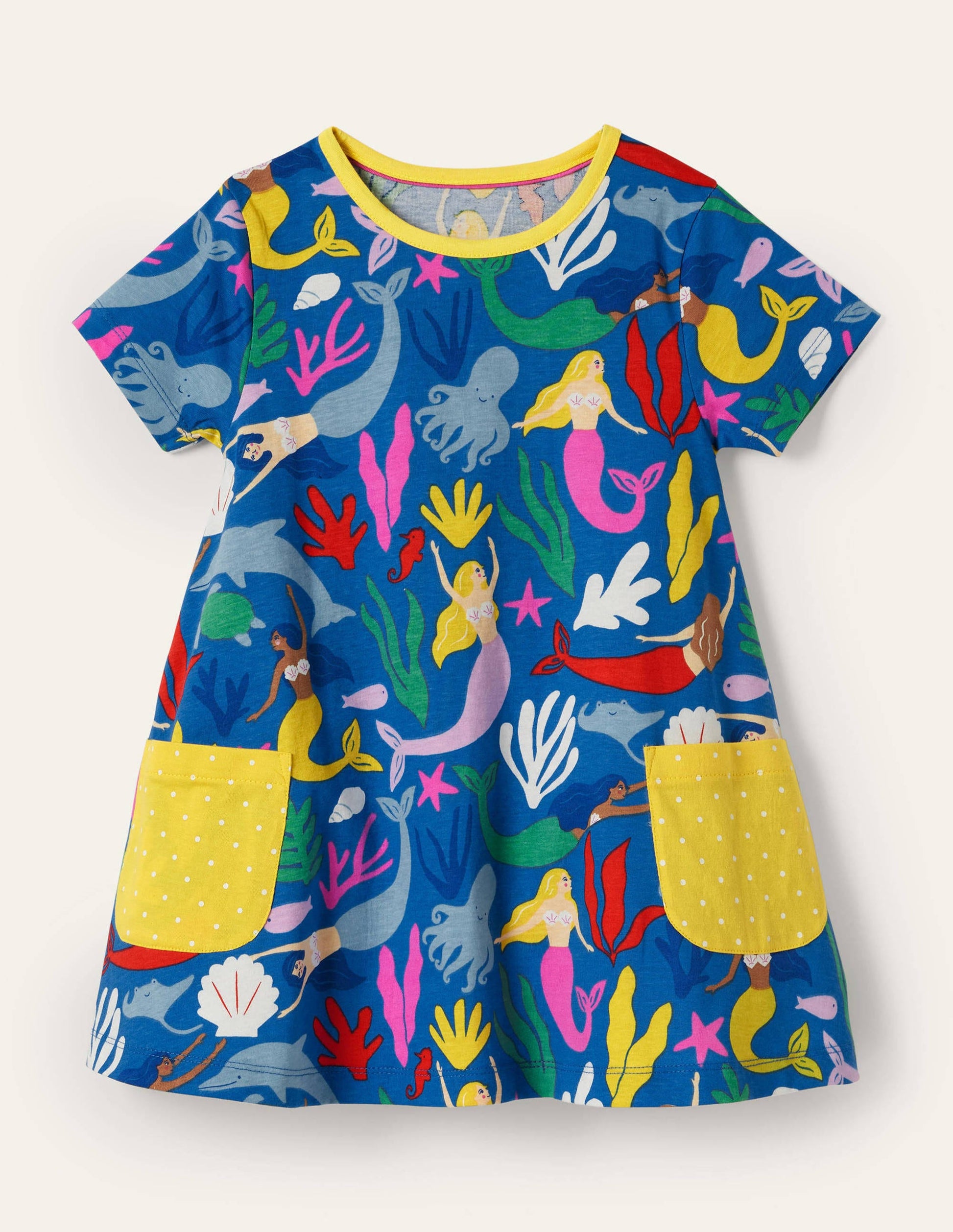 Short-sleeved Printed Tunic-Marina Blue Mermaids-1