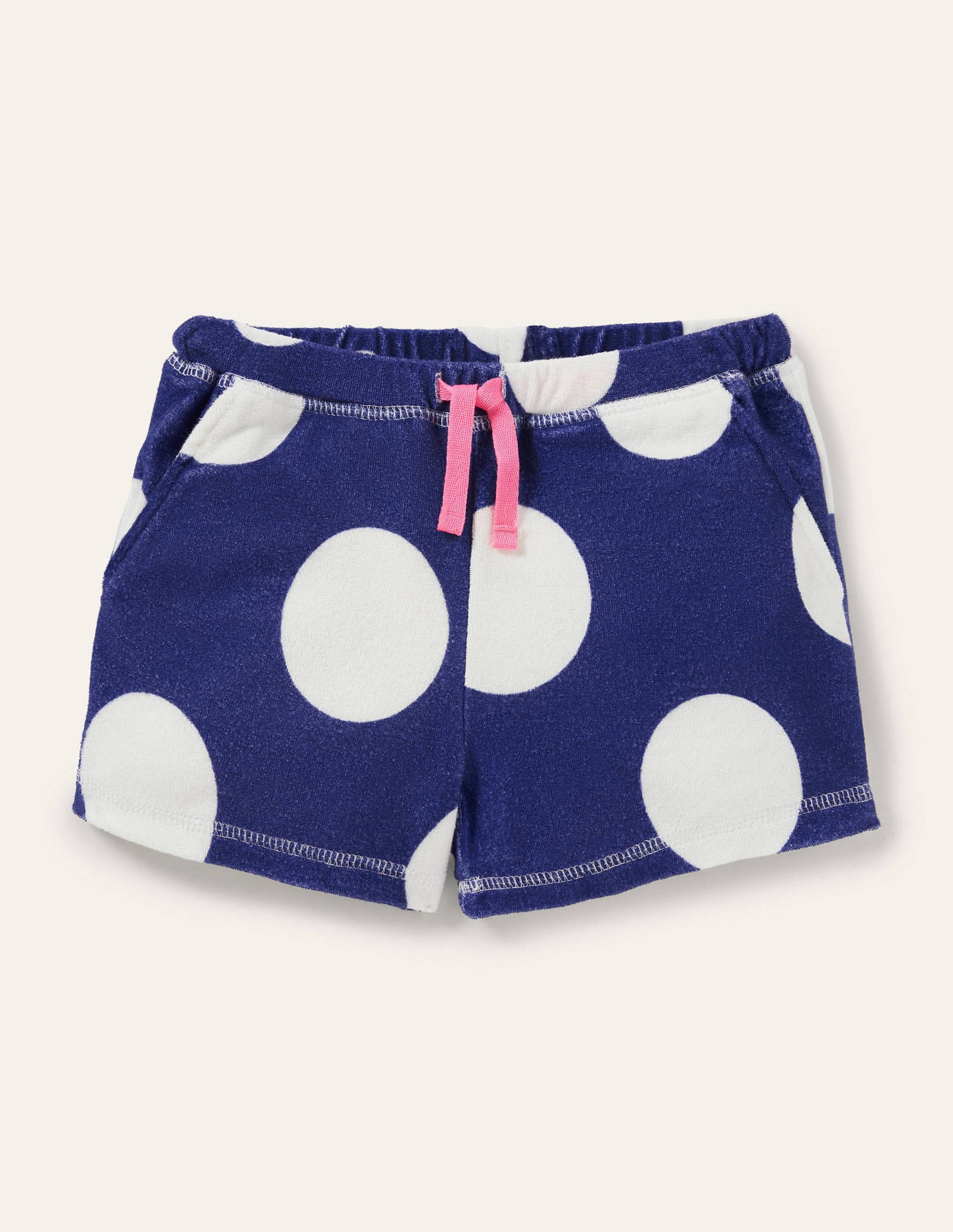 Towelling Shorts-Blue Wave Jumbo Spot-1