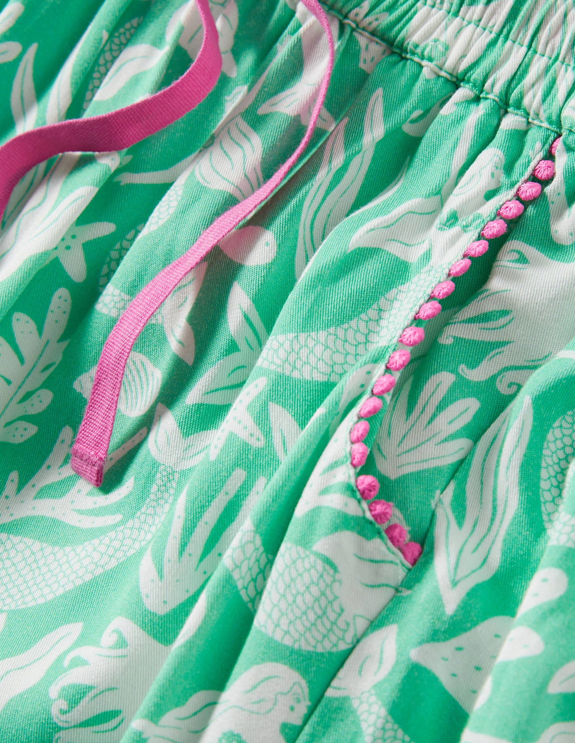 Lässige gemusterte Webhose-Tropisches Grün, Meerjungfrauen-3