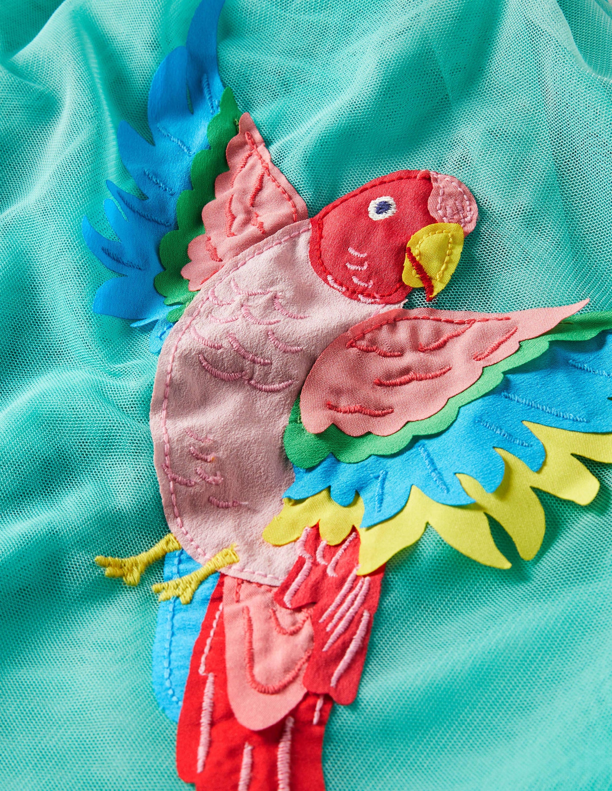 Robe en tulle-Perroquets turquoise-3