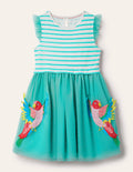 Robe en tulle-Perroquets turquoise