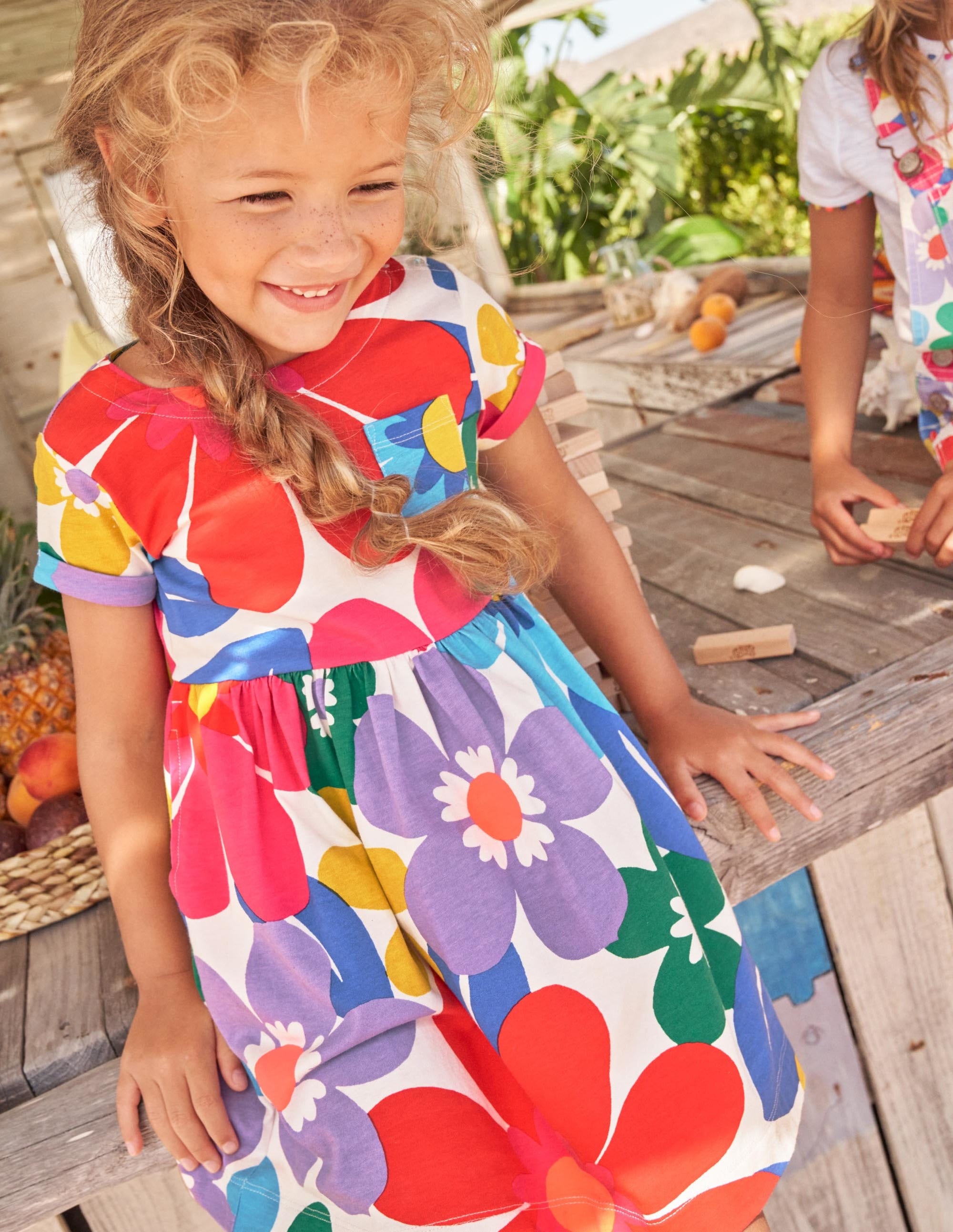 Robe fun en jersey à manches courtes-Grand motif Surf Floral multi - Image 5