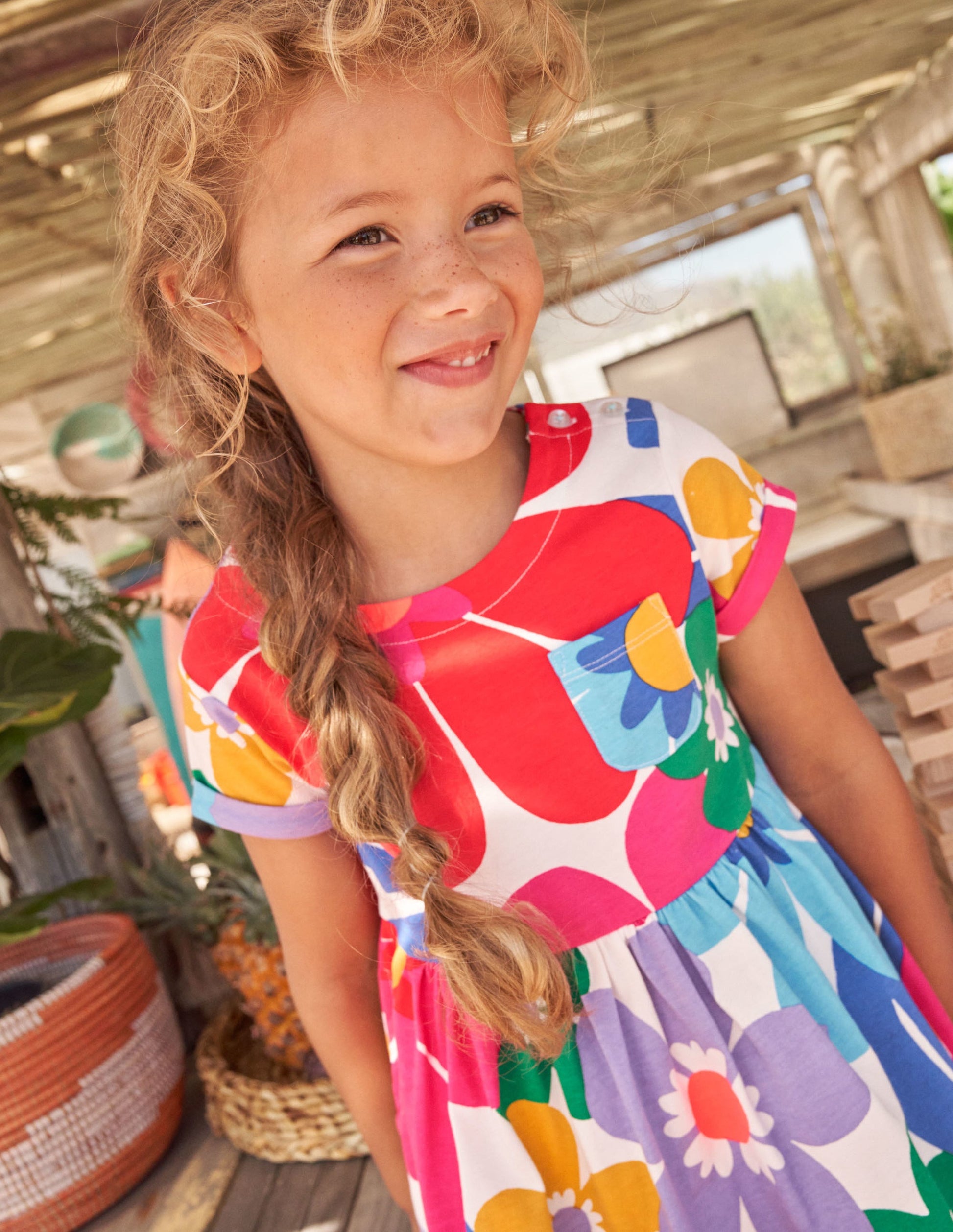 Robe fun en jersey à manches courtes-Grand motif Surf Floral multi-6