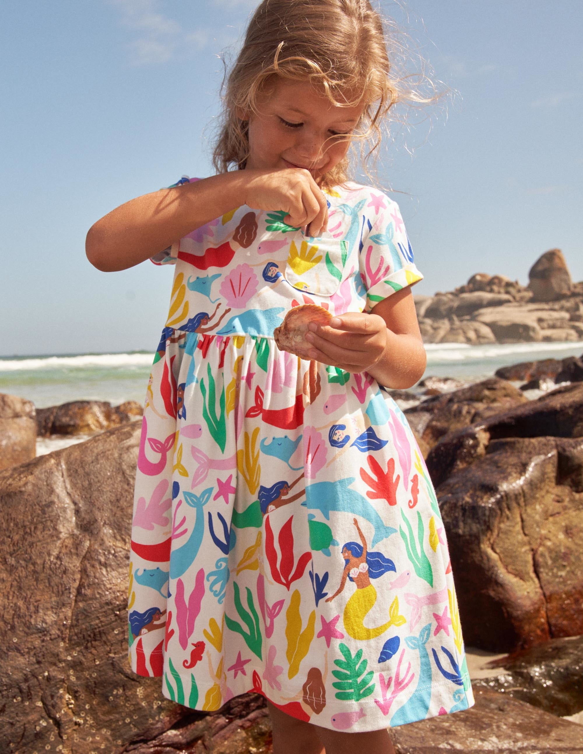 Robe fun en jersey à manches courtes-Sirènes ivoire - Image 4