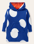 Poncho en éponge-Pois géants bleu vague