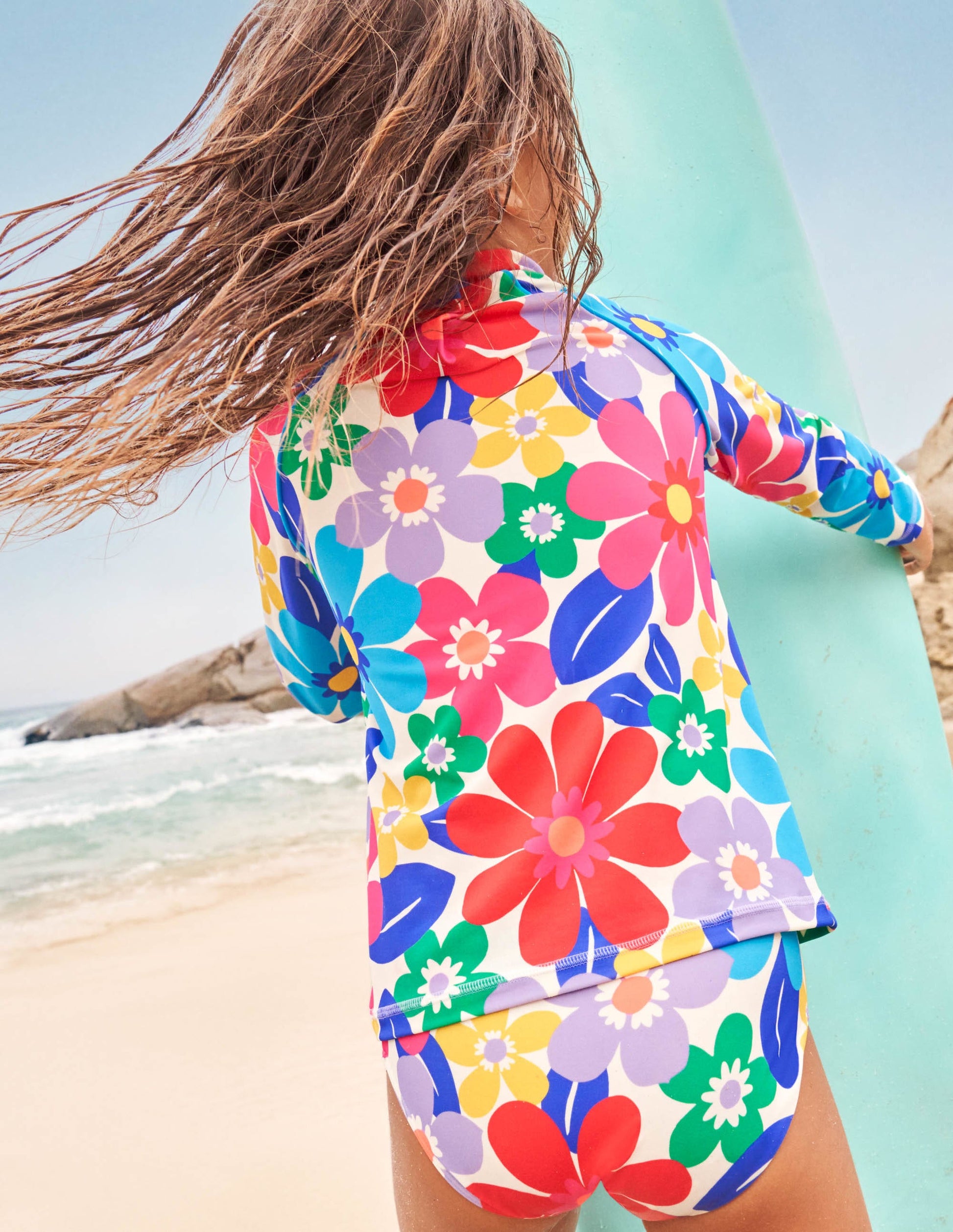 Haut de plage à motif-Motif Surf Floral multi-7