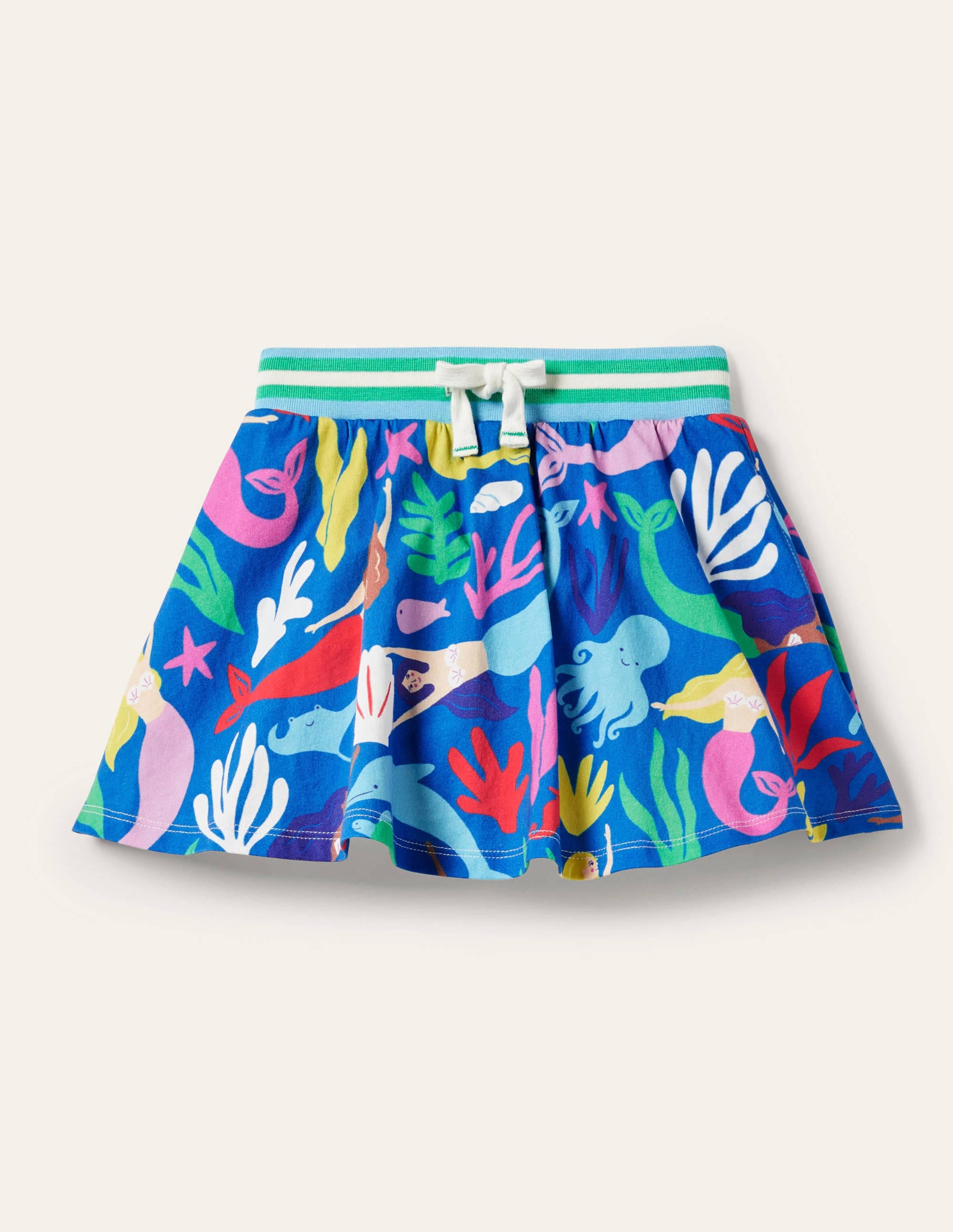 Printed Jersey Skort-Bright Marina Blue Mermaid - Image 1