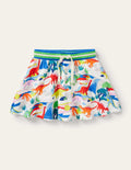 Jupe-short imprimée en jersey-Motif Dinosaur Sunset ivoire
