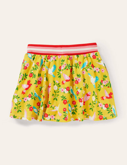 Jupe-short imprimée en jersey-Perroquets jaune maïs-5