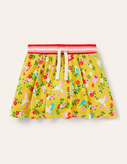Jupe-short imprimée en jersey-Perroquets jaune maïs-4
