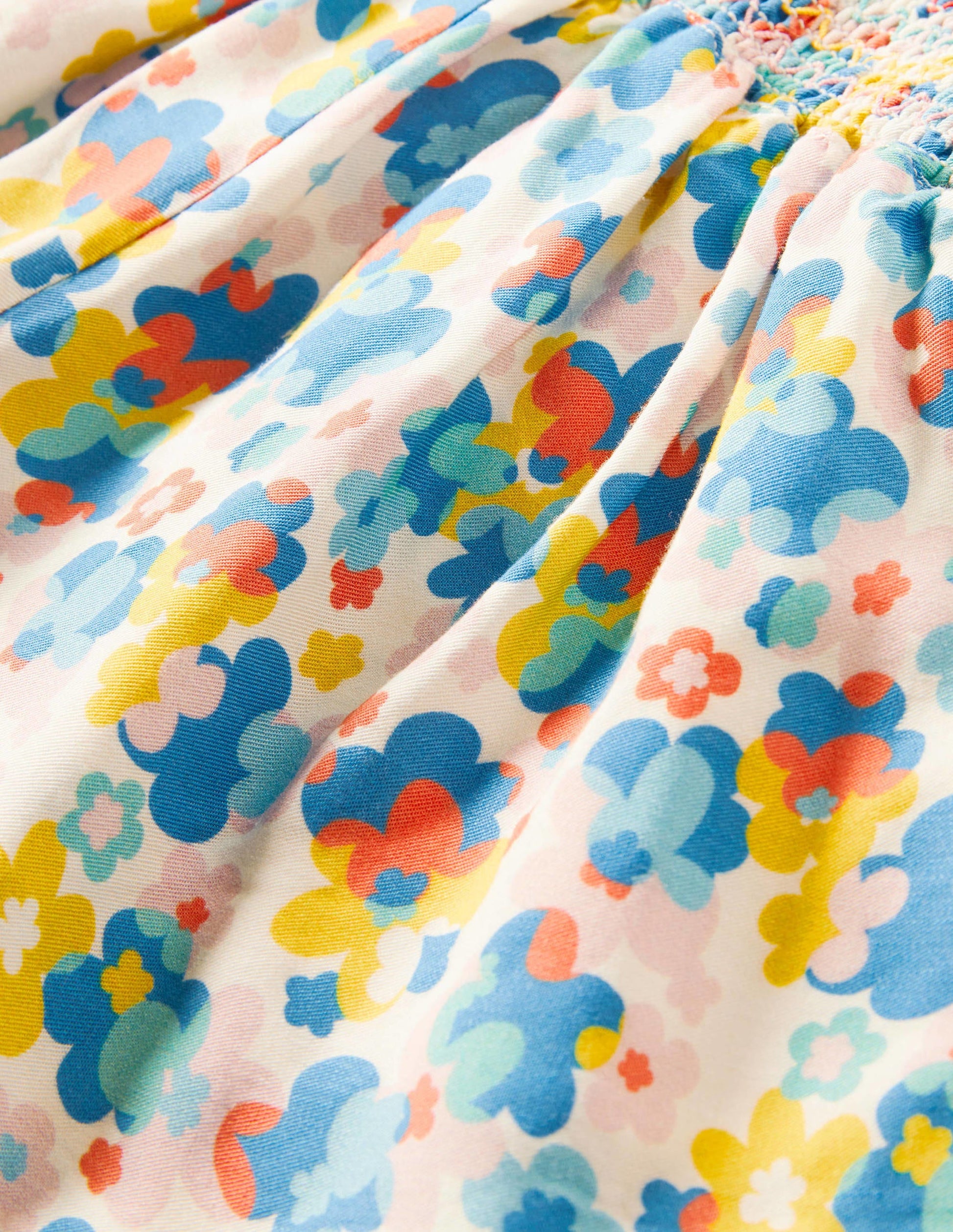 Culotte mit geraffter Taille-Bunt, Fröhliches Blumenmuster-2