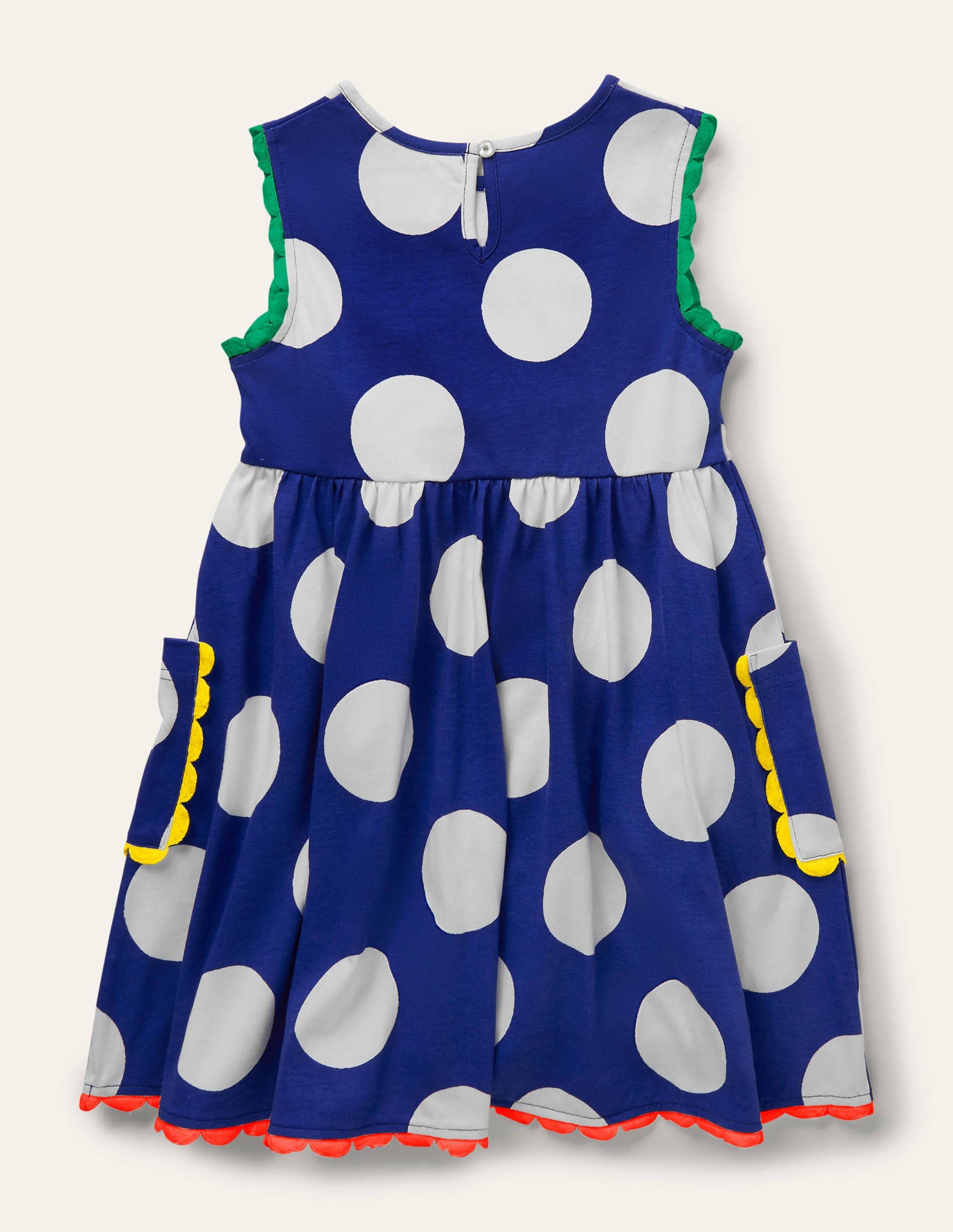 Jerseykleid mit Bortendetail-Wellenblau, Große Tupfen-2