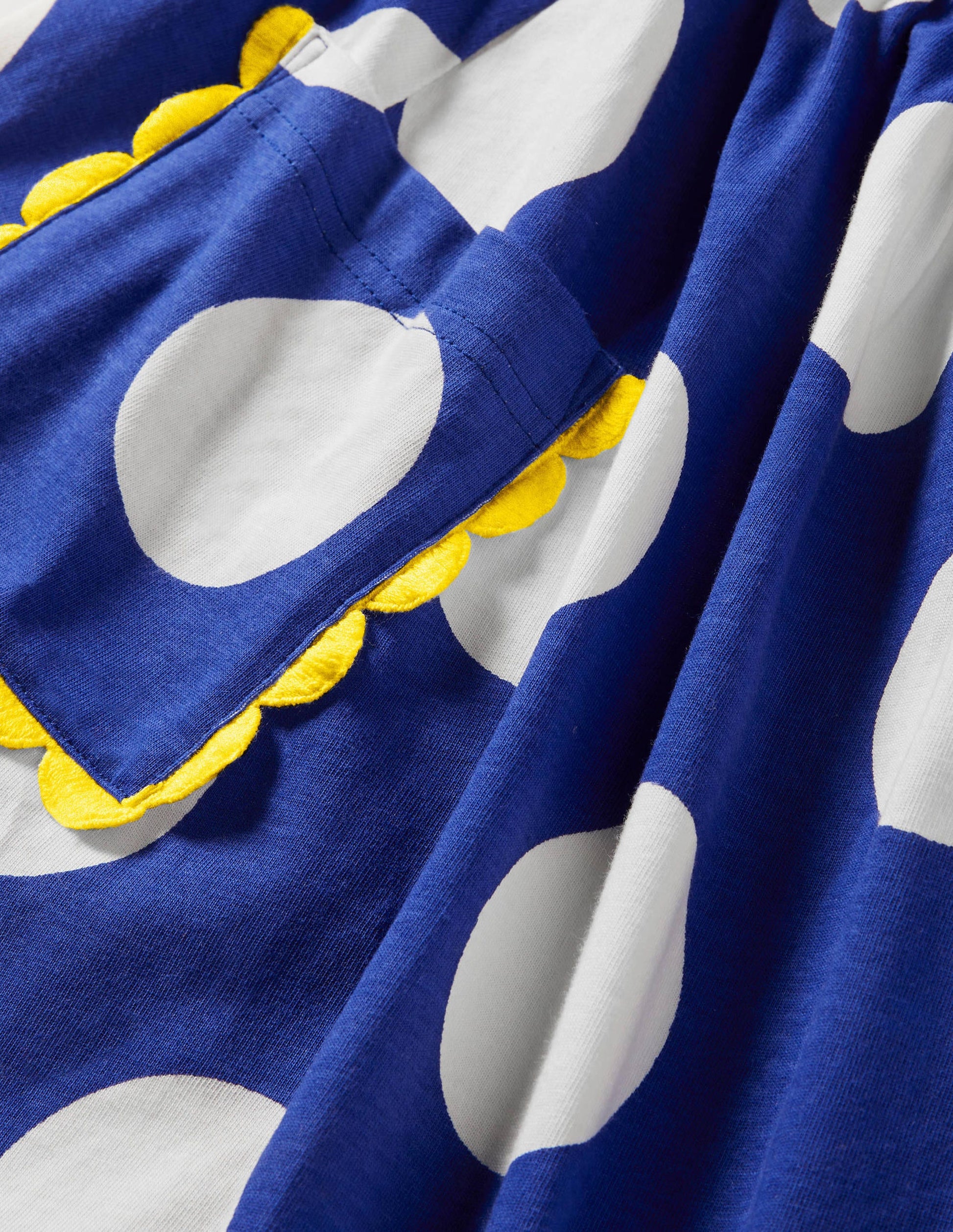 Jerseykleid mit Bortendetail-Wellenblau, Große Tupfen-3