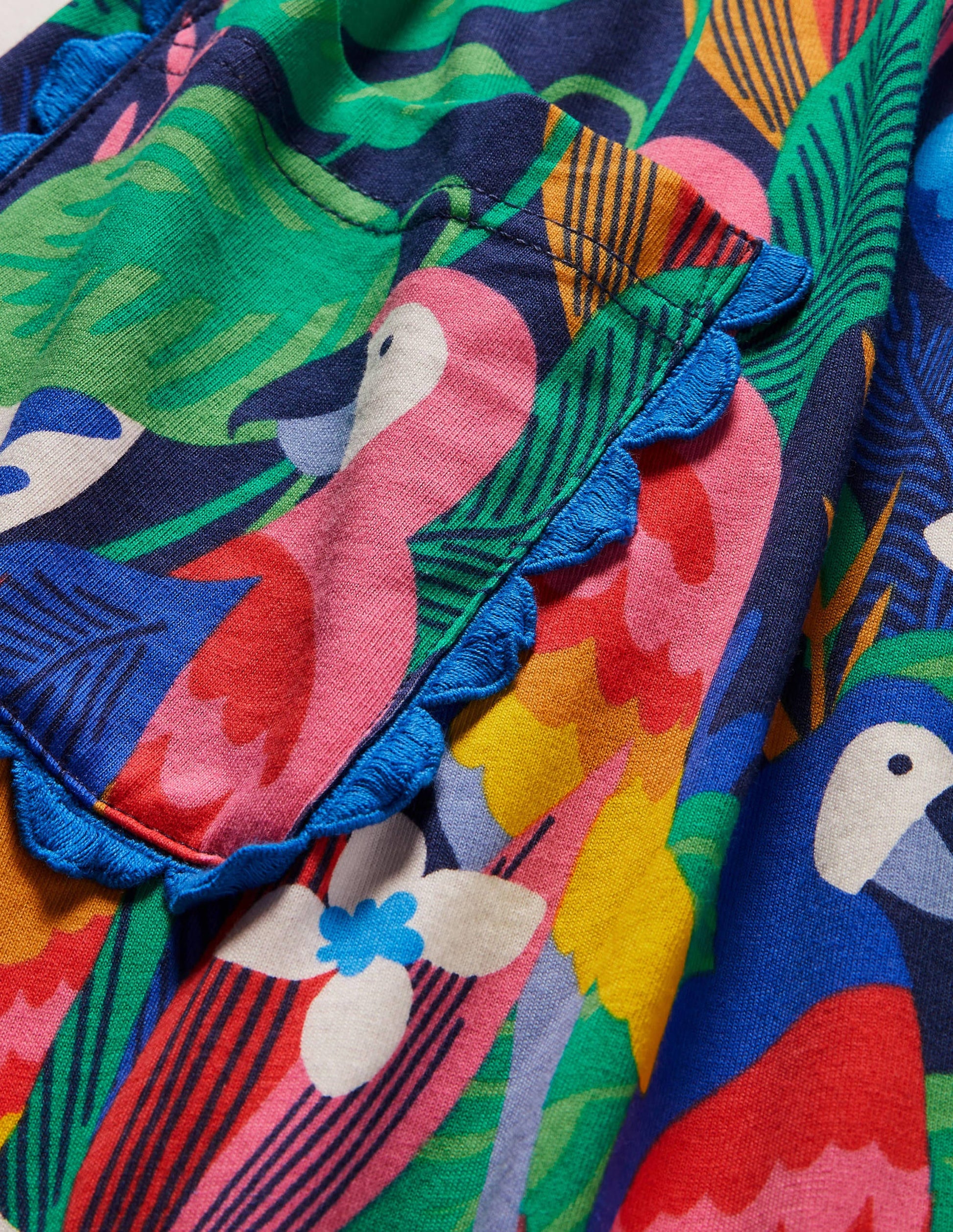 Jerseykleid mit Bortendetail-Bunt, Papageien-3