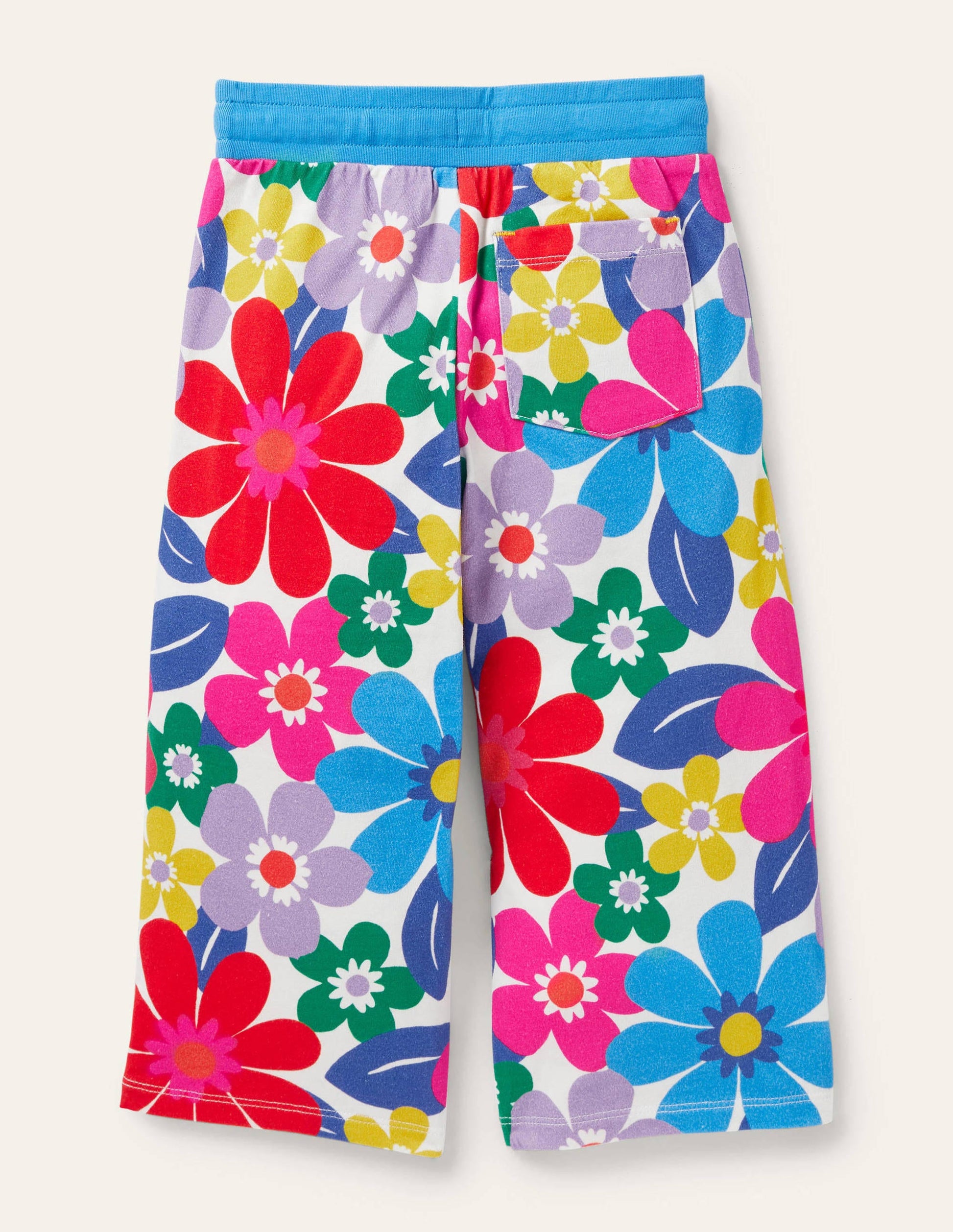 Jerseyhose mit weitem Bein-Bunt, Große Blumen-2