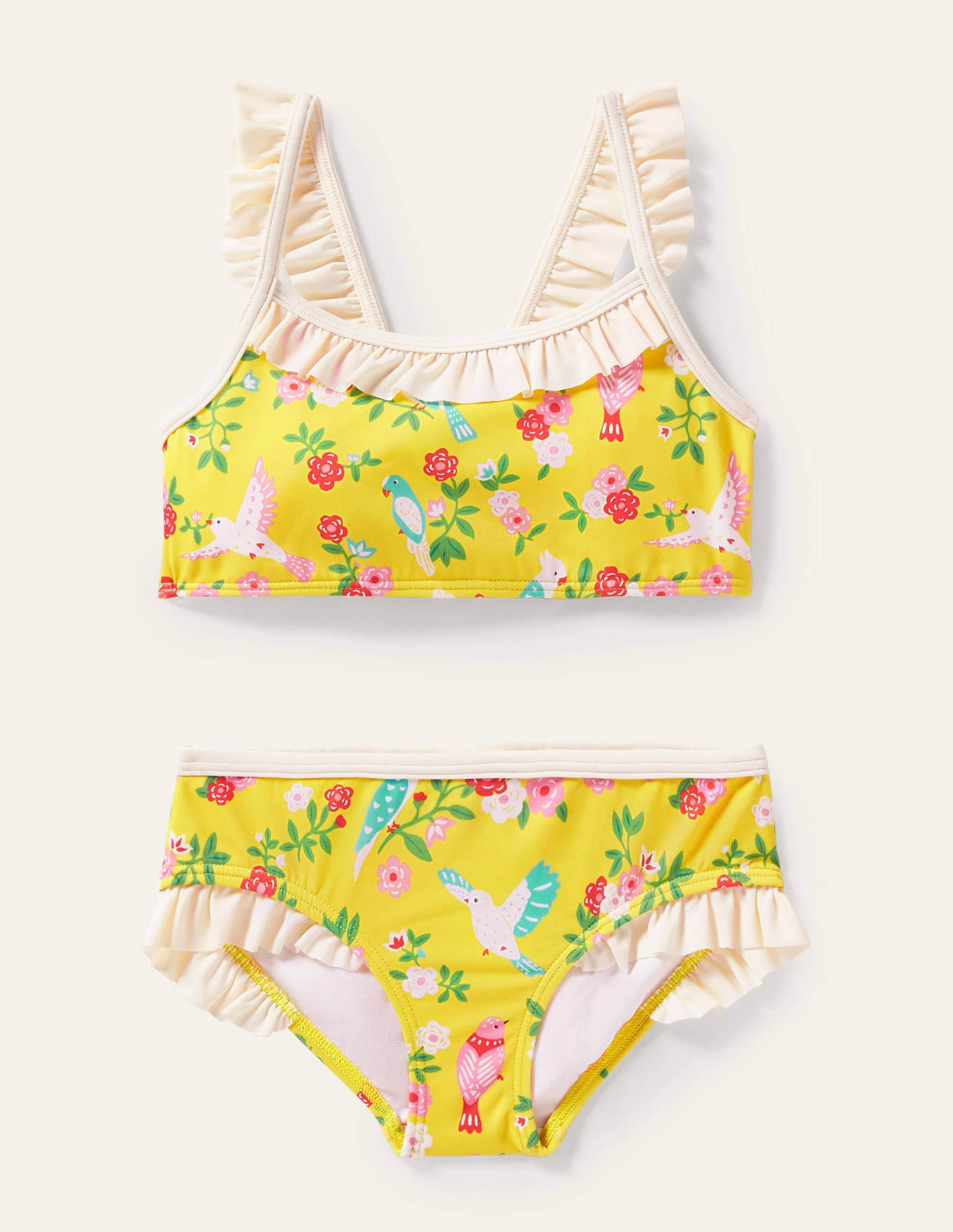Bikini volanté à bretelles-Jardin tropical maïs - Image 1