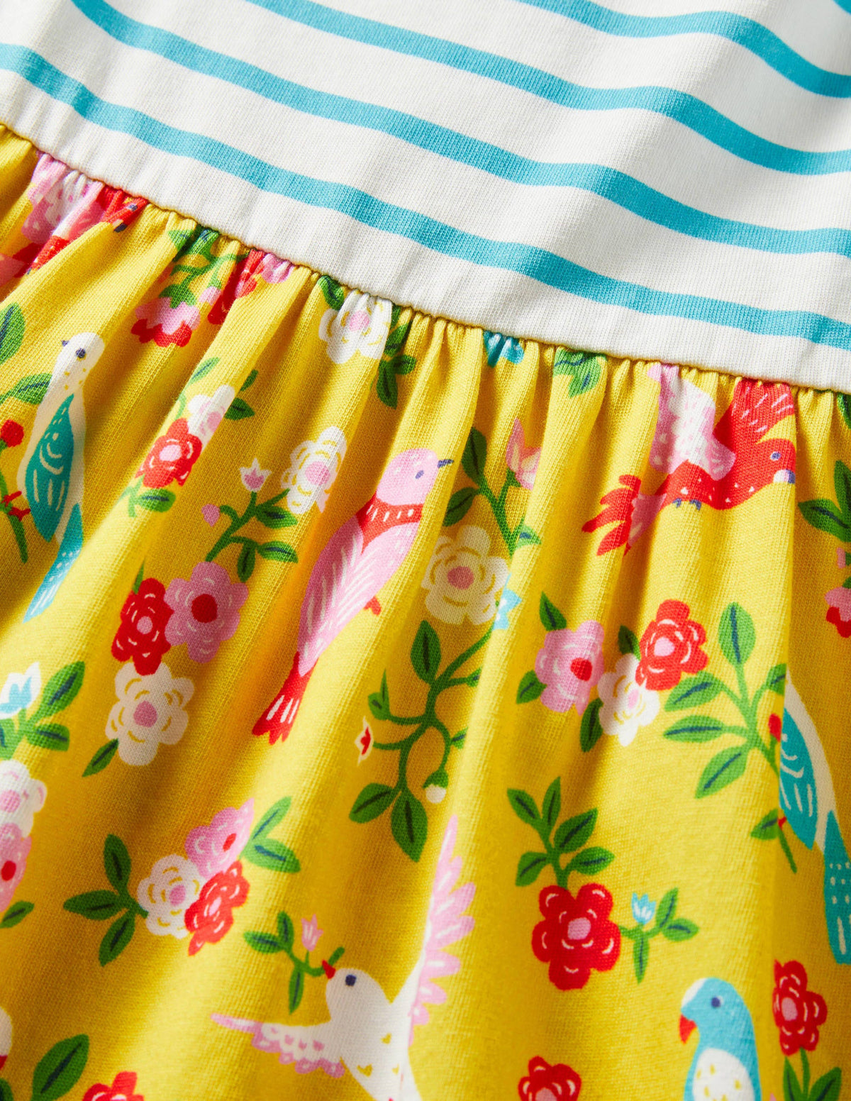 Mustermixkleid mit Trägern zum Binden-Maisgelb/Türkis, Tropenmuster - Image 3